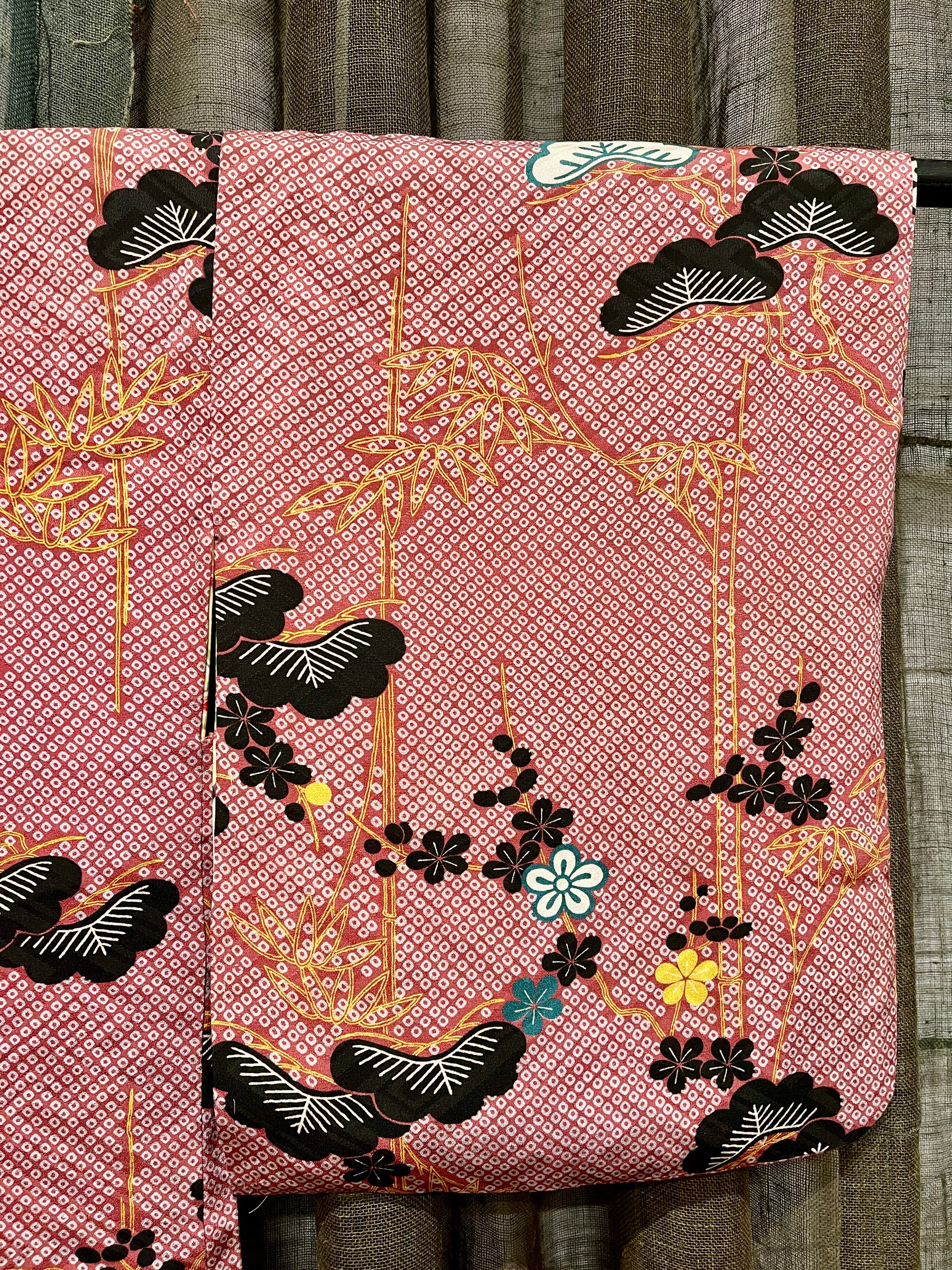 Japanese Haori-Kimono Jacket - Peach Orange Silk