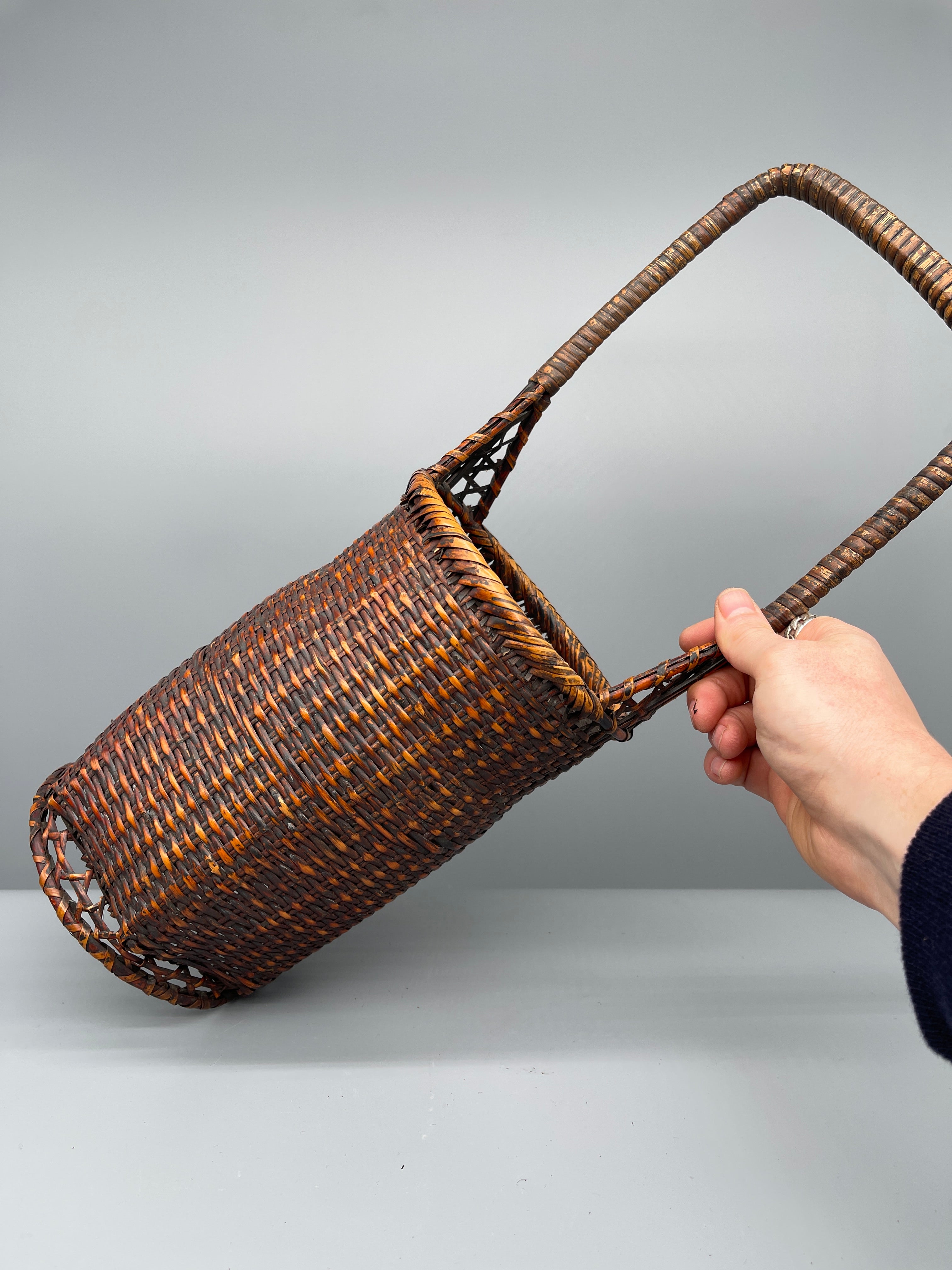 Vintage Japanese Woven Bamboo Ikebana Basket