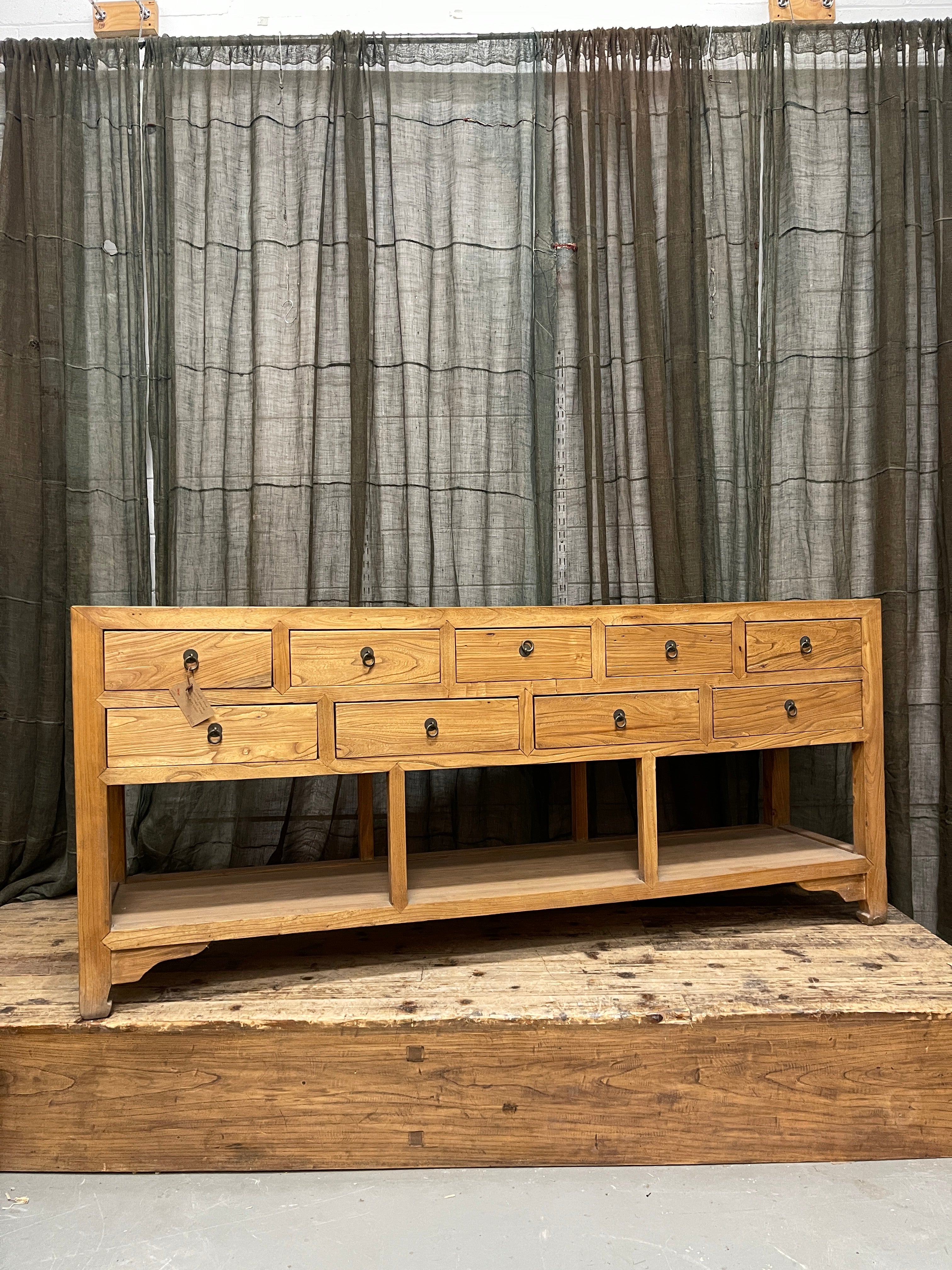 Large Chinese Stone Topped Hall Table, Elm