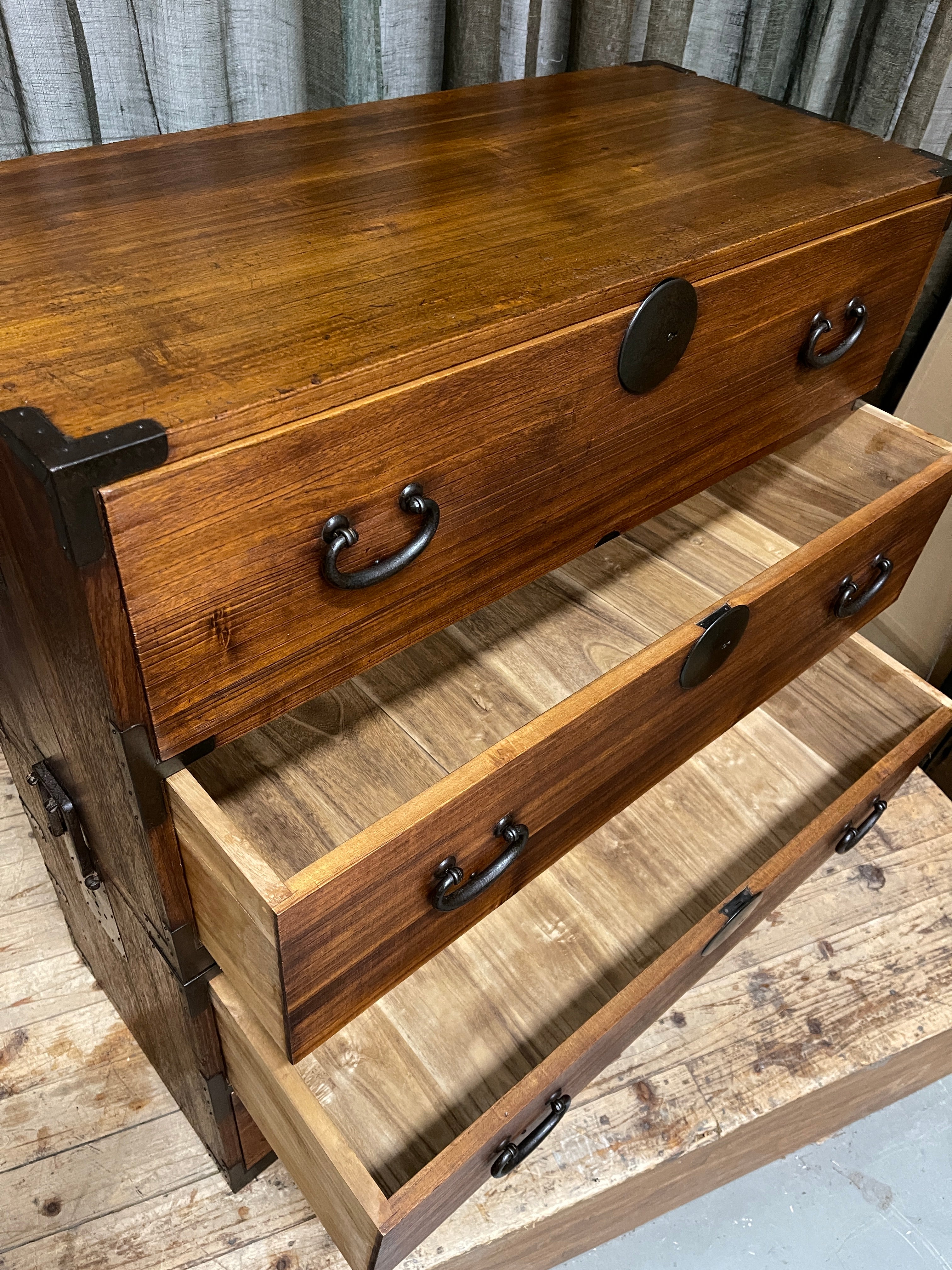 Japanese Kimono Storage Chest-on-Chest, Isho Dansu - Paulownia | Meiji