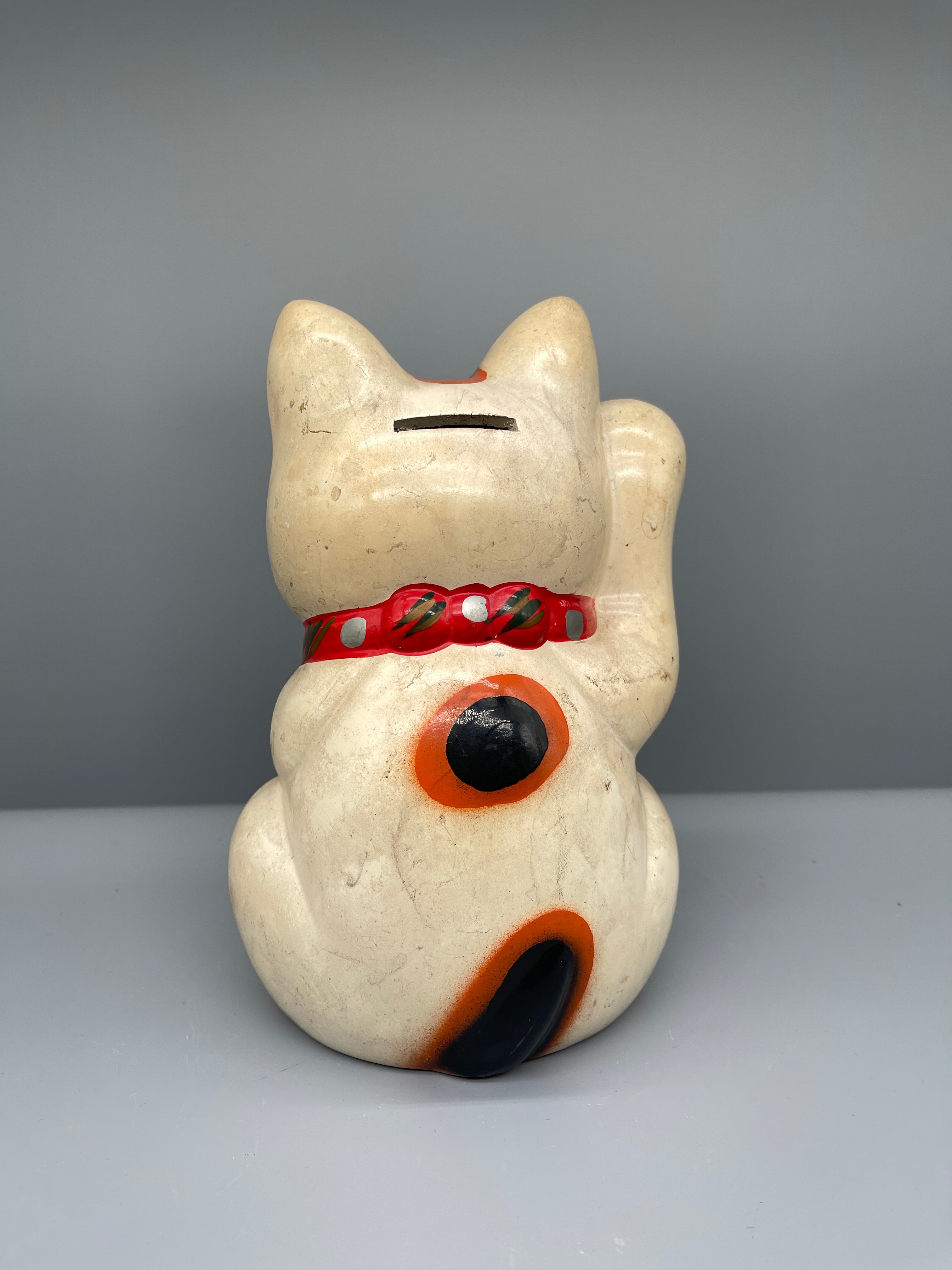 Vintage Japanese White Ceramic Maneki Neko | c.1970