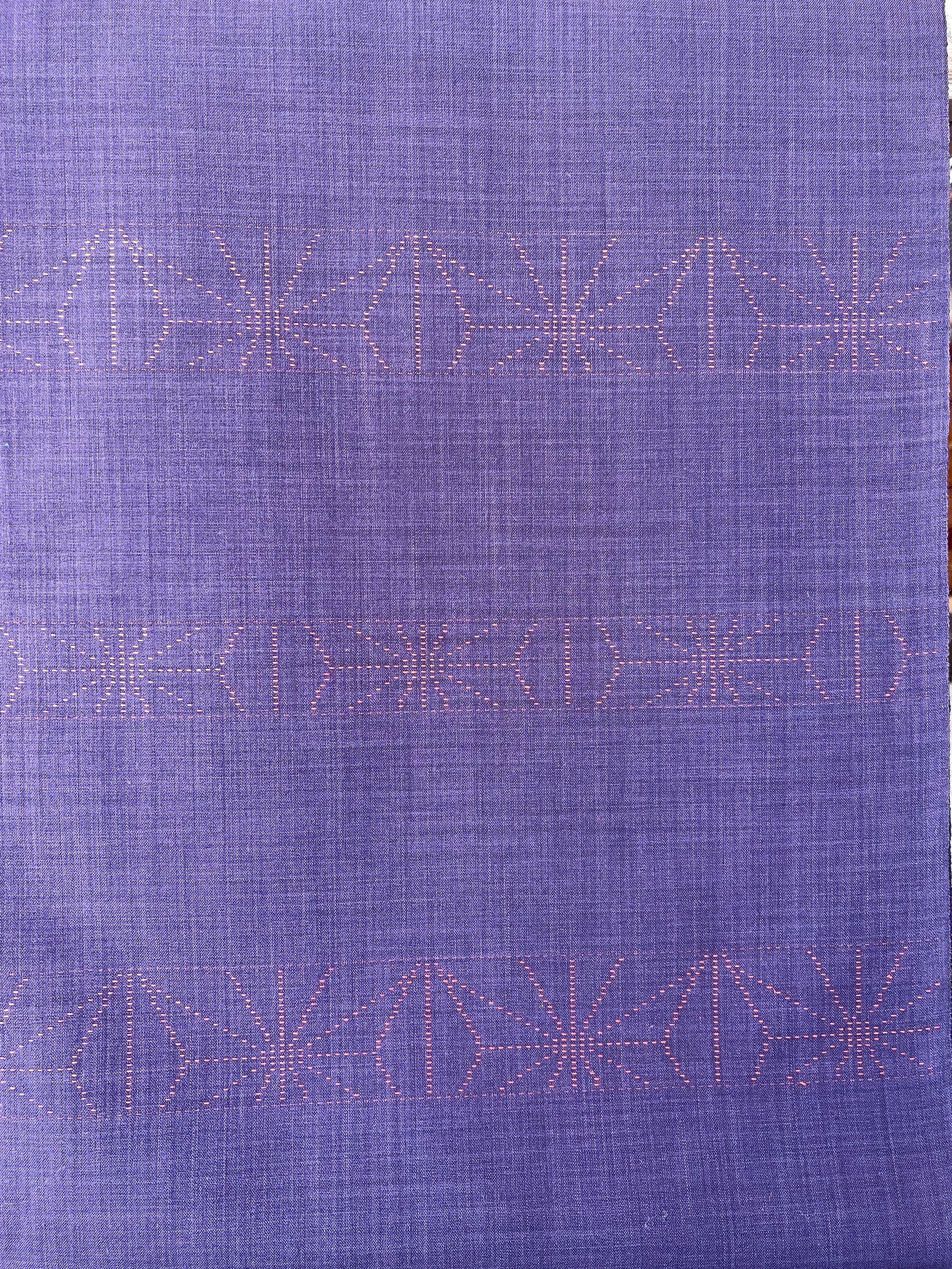 Japanese Wool & Cotton Fabric, Sashiko-style, Geometric stitching Pattern