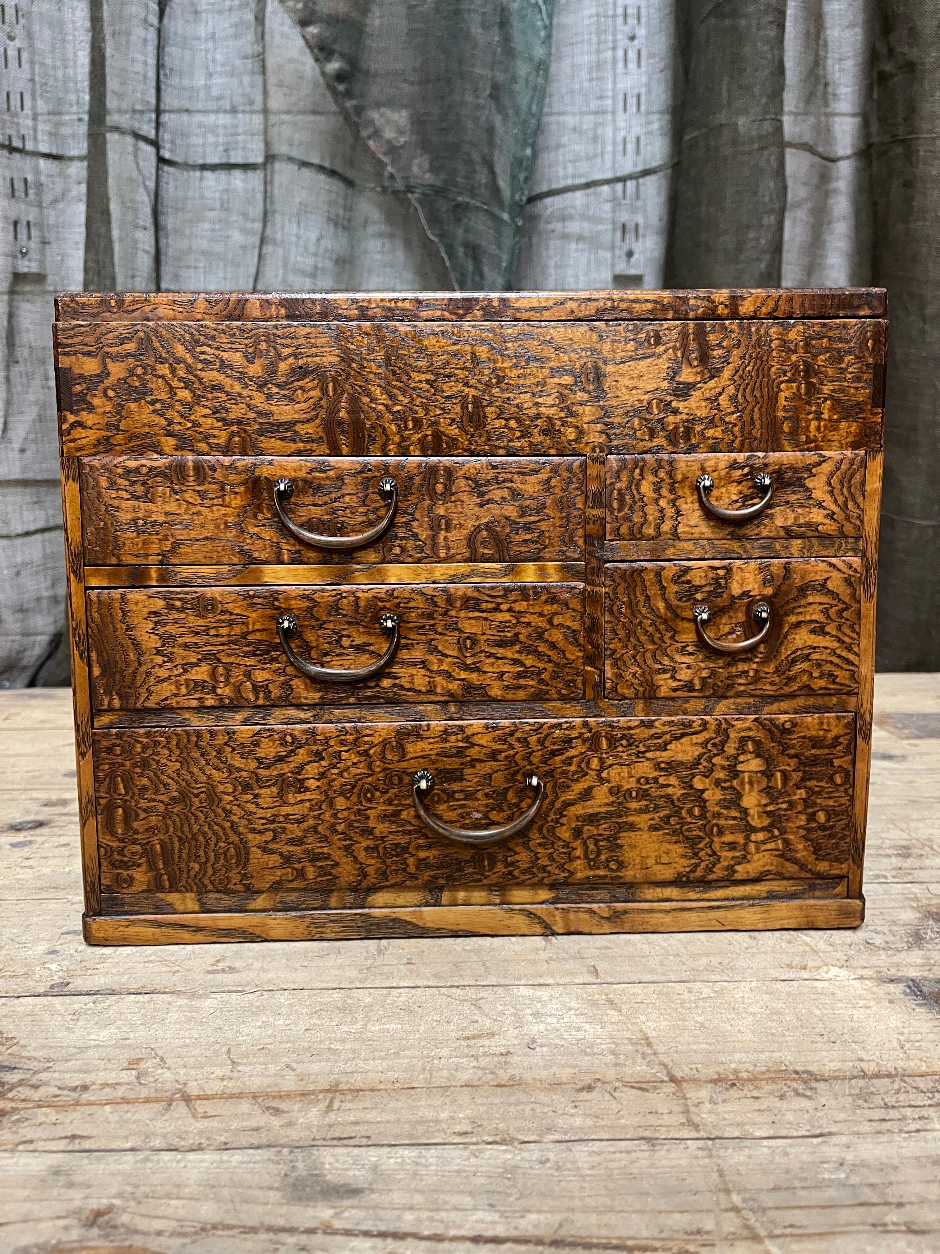 Vintage Japanese Sewing Box, Hari Bako - Elm | 1920's