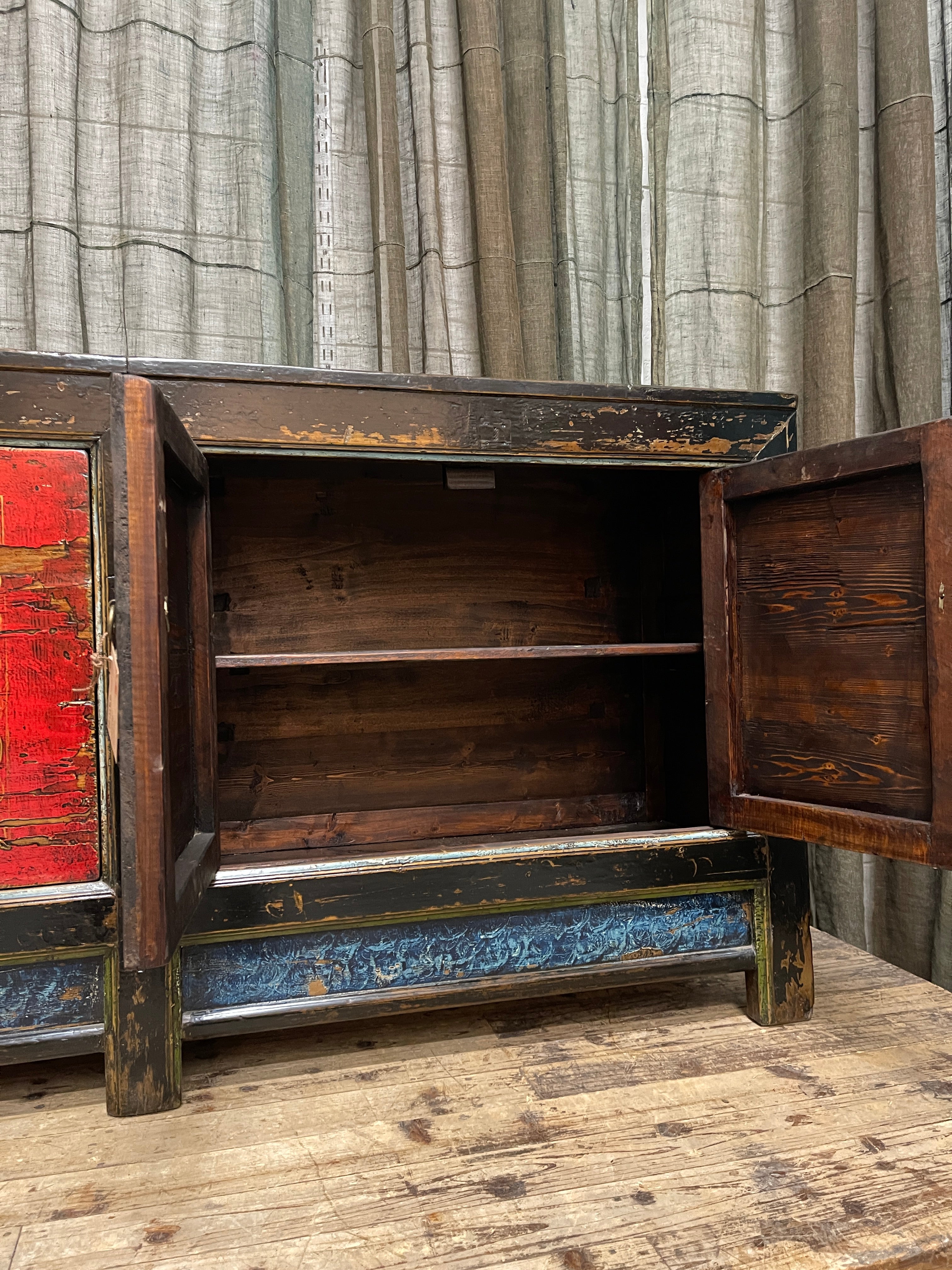 Antique Chinese Sideboard with Original Painted Finish, Elm | c.1900