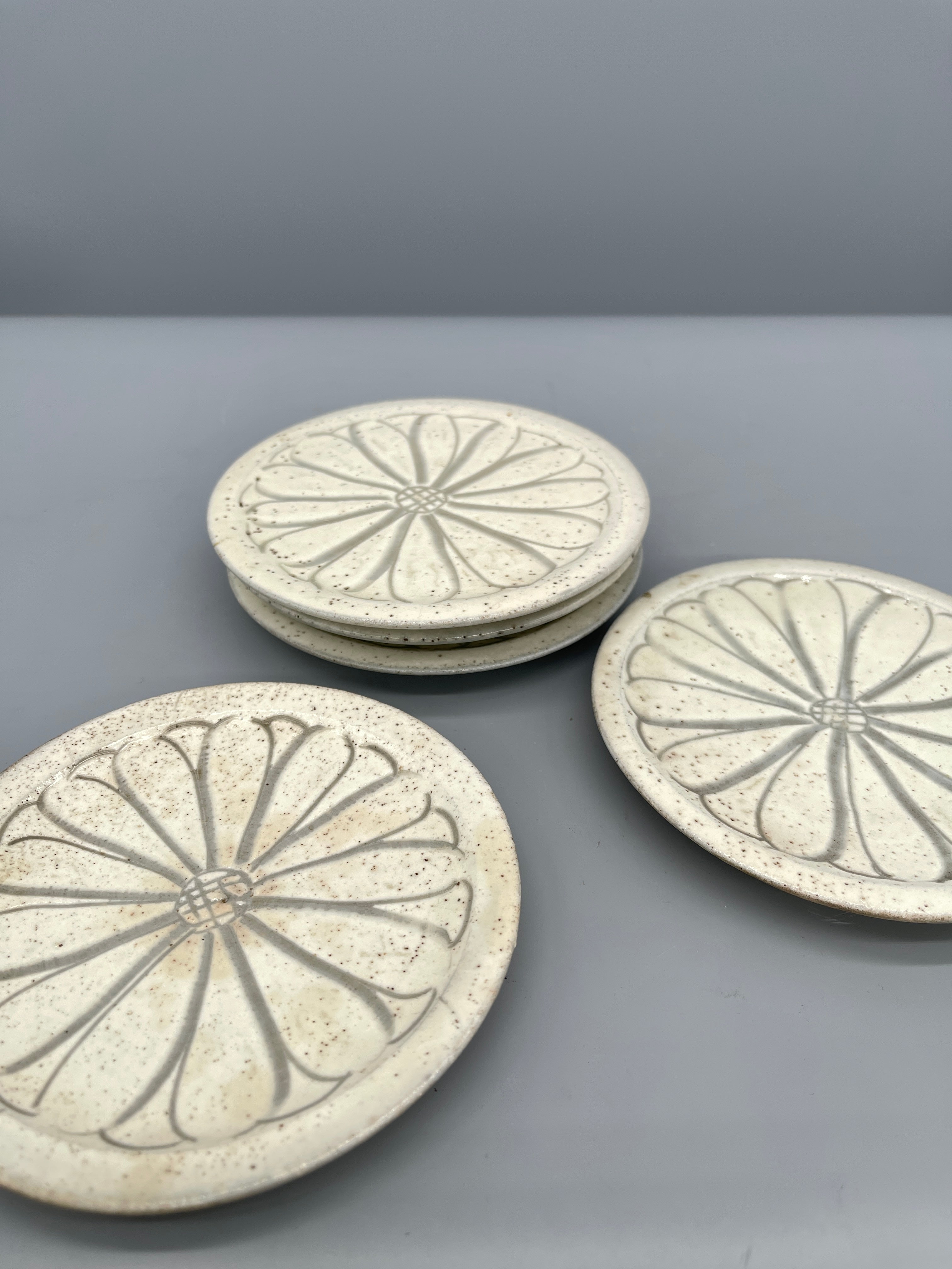 Set of Vintage Japanese Small Side Plates, Chrysanthemum