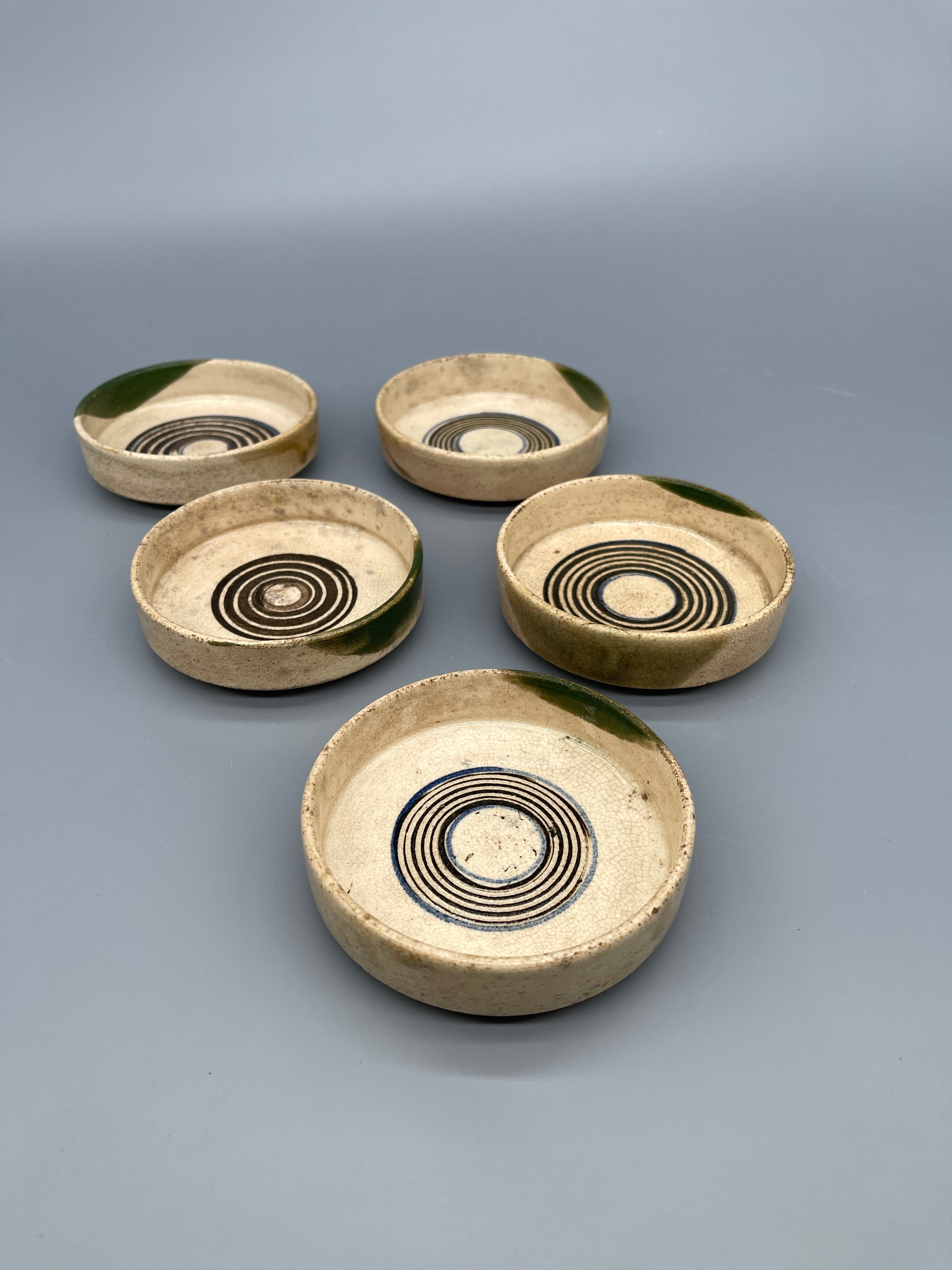 Set of Five Vintage Japanese Circular Side Dishes
