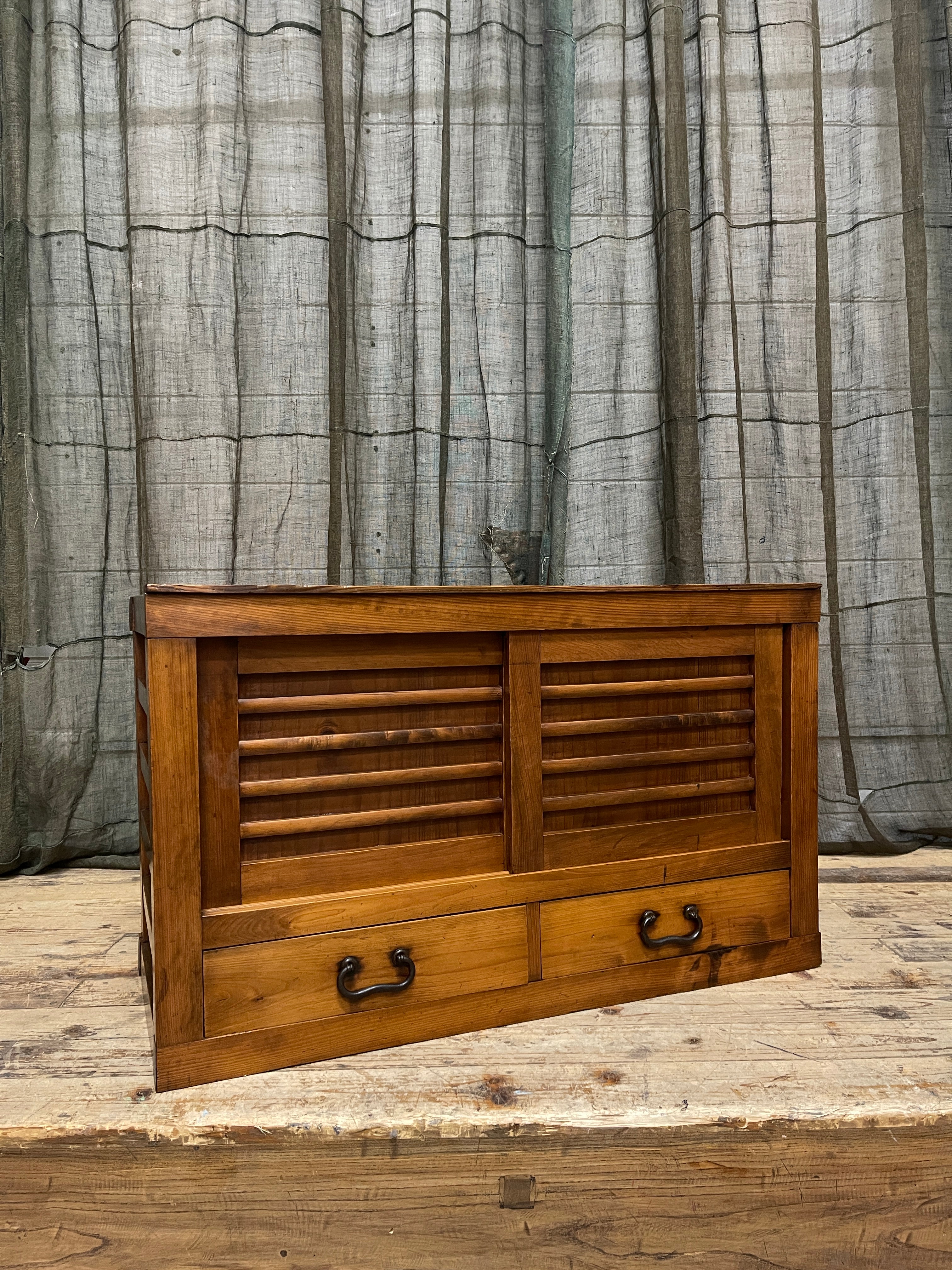 Antique Japanese Low Cabinet - Cypress | Meiji