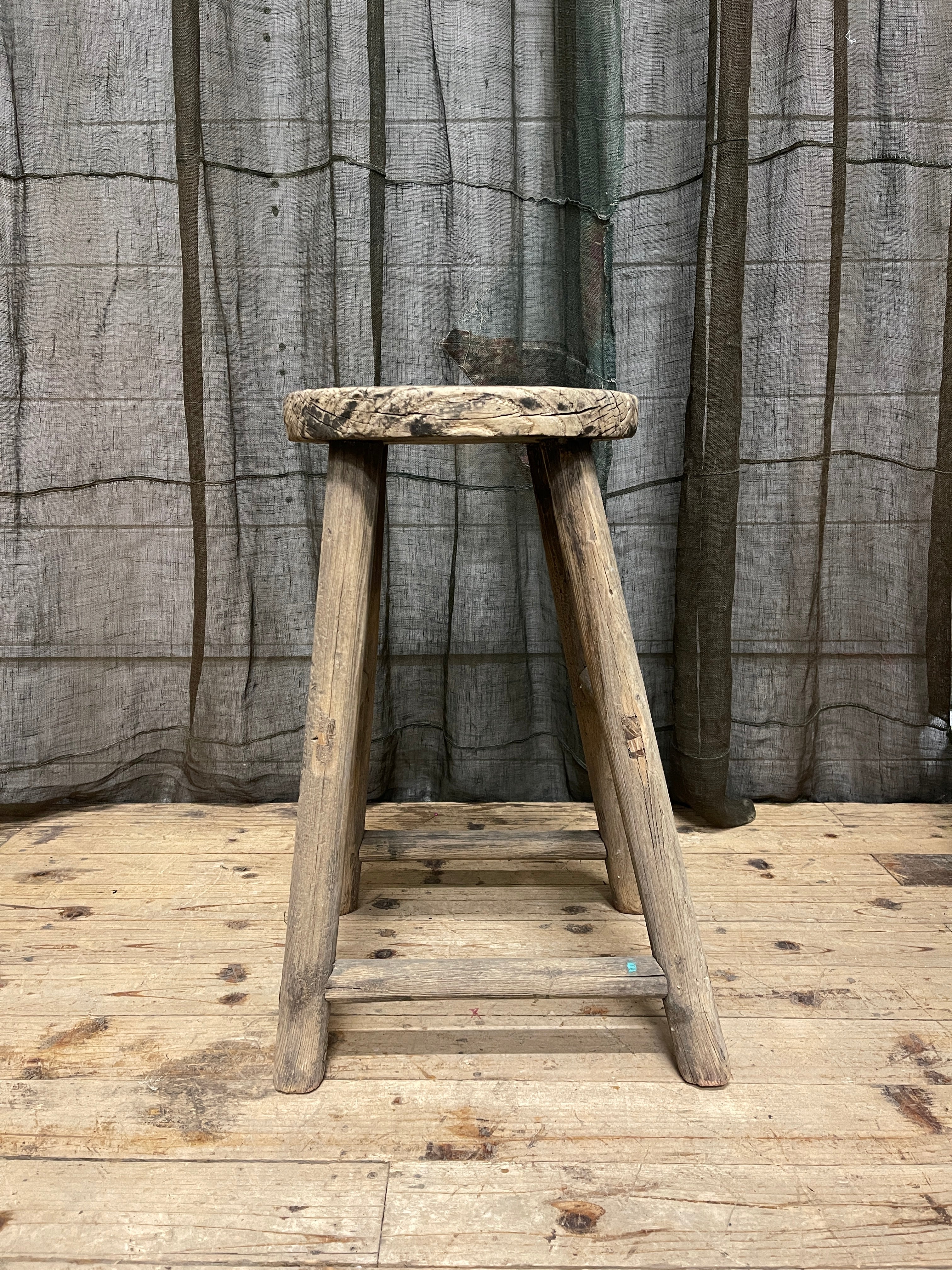 Vintage Chinese Provincial Elm Stool