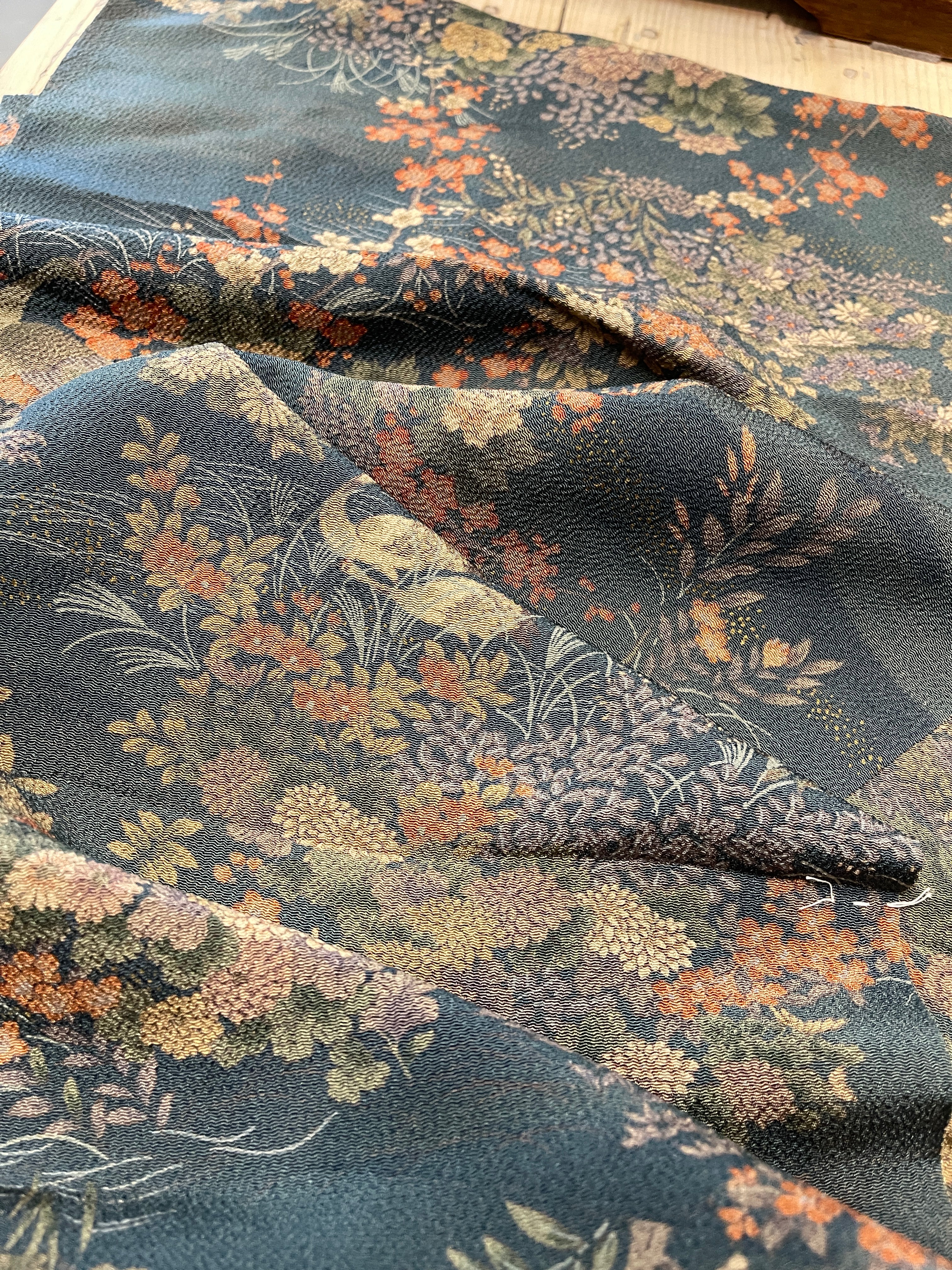 Japanese Silk Fabric Garden Pattern