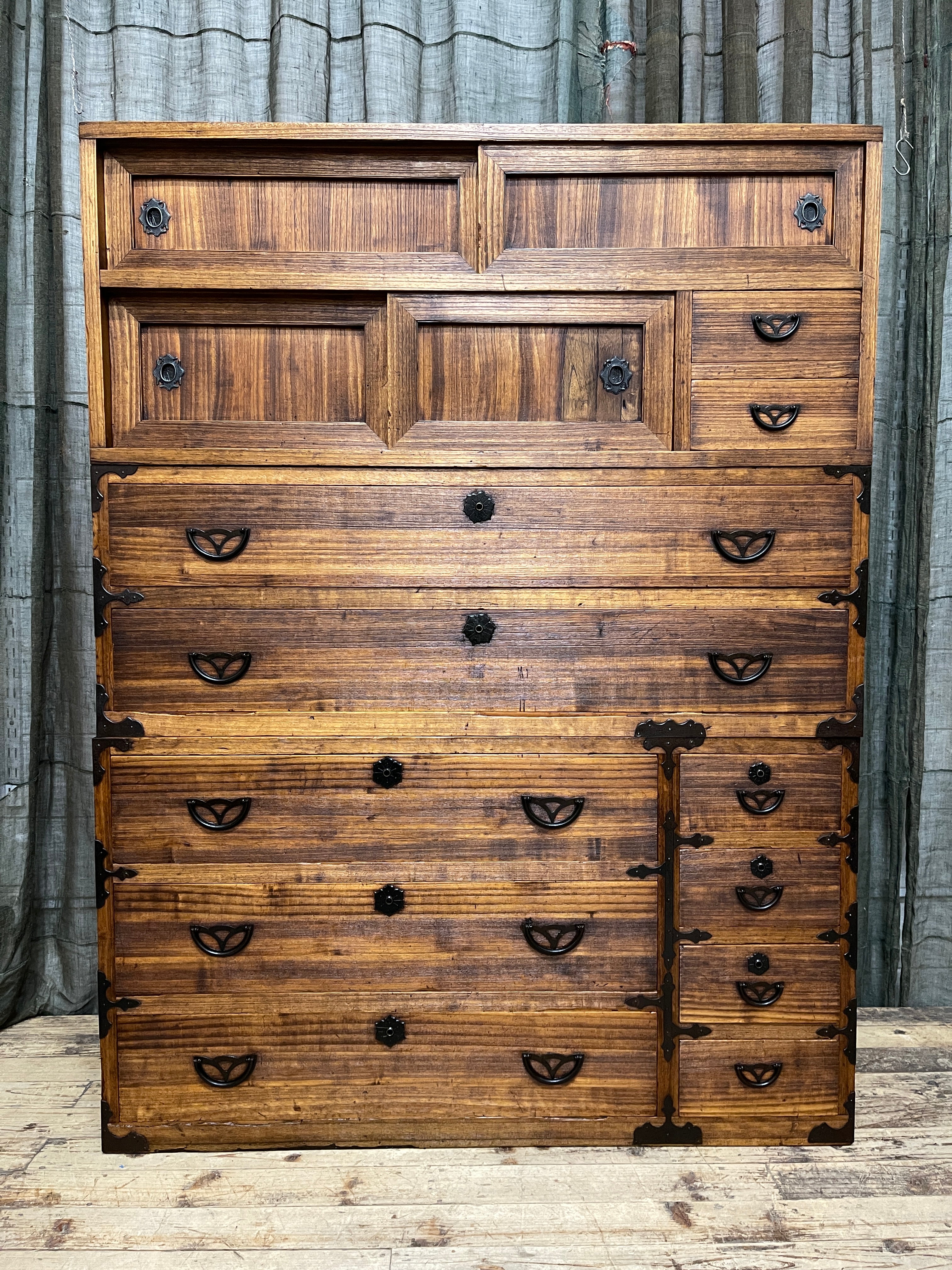 Japanese Three-Piece Kimono Chest of Drawers - Paulownia | Showa