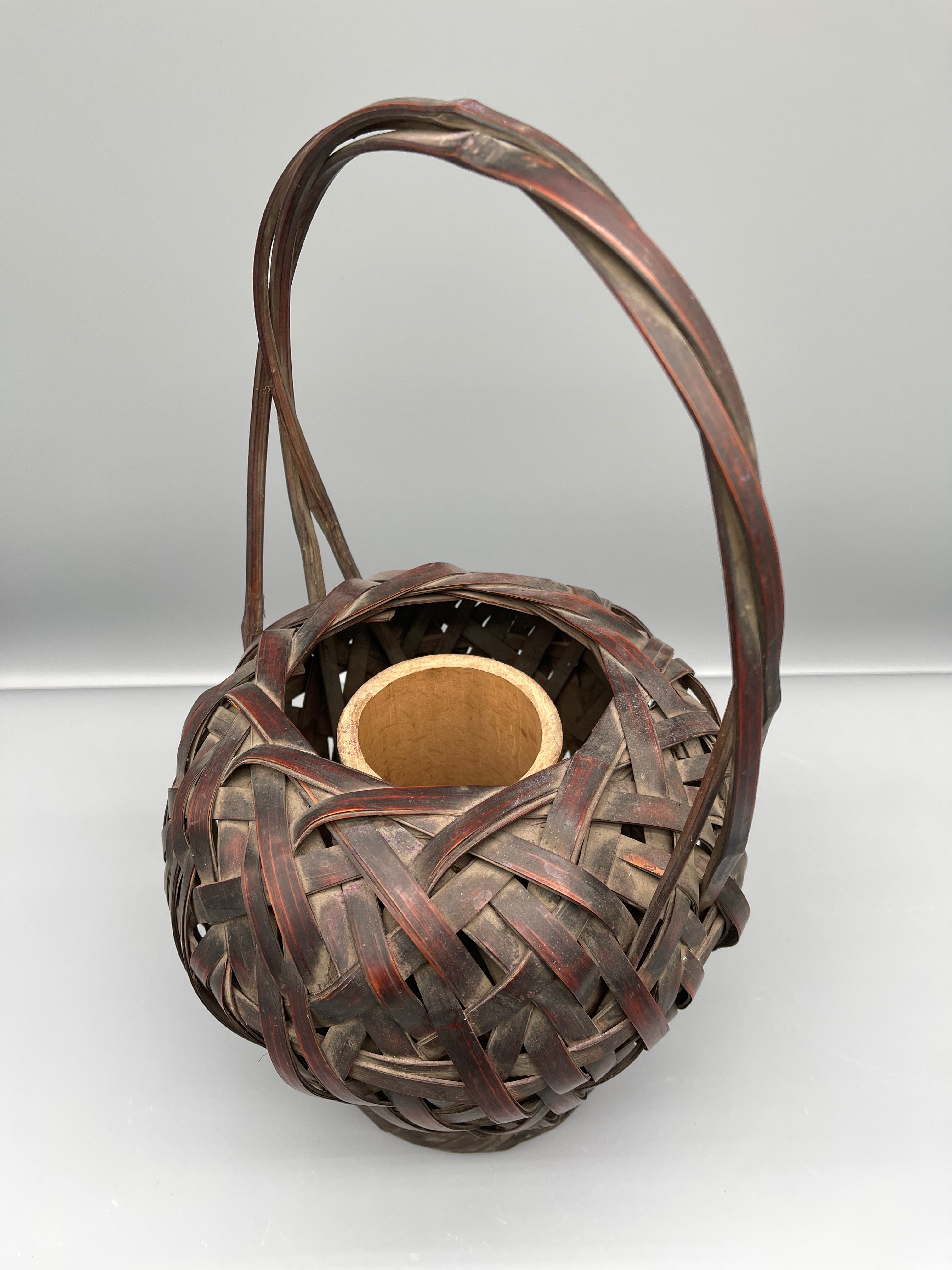 Vintage Japanese Woven Bamboo Ikebana Basket