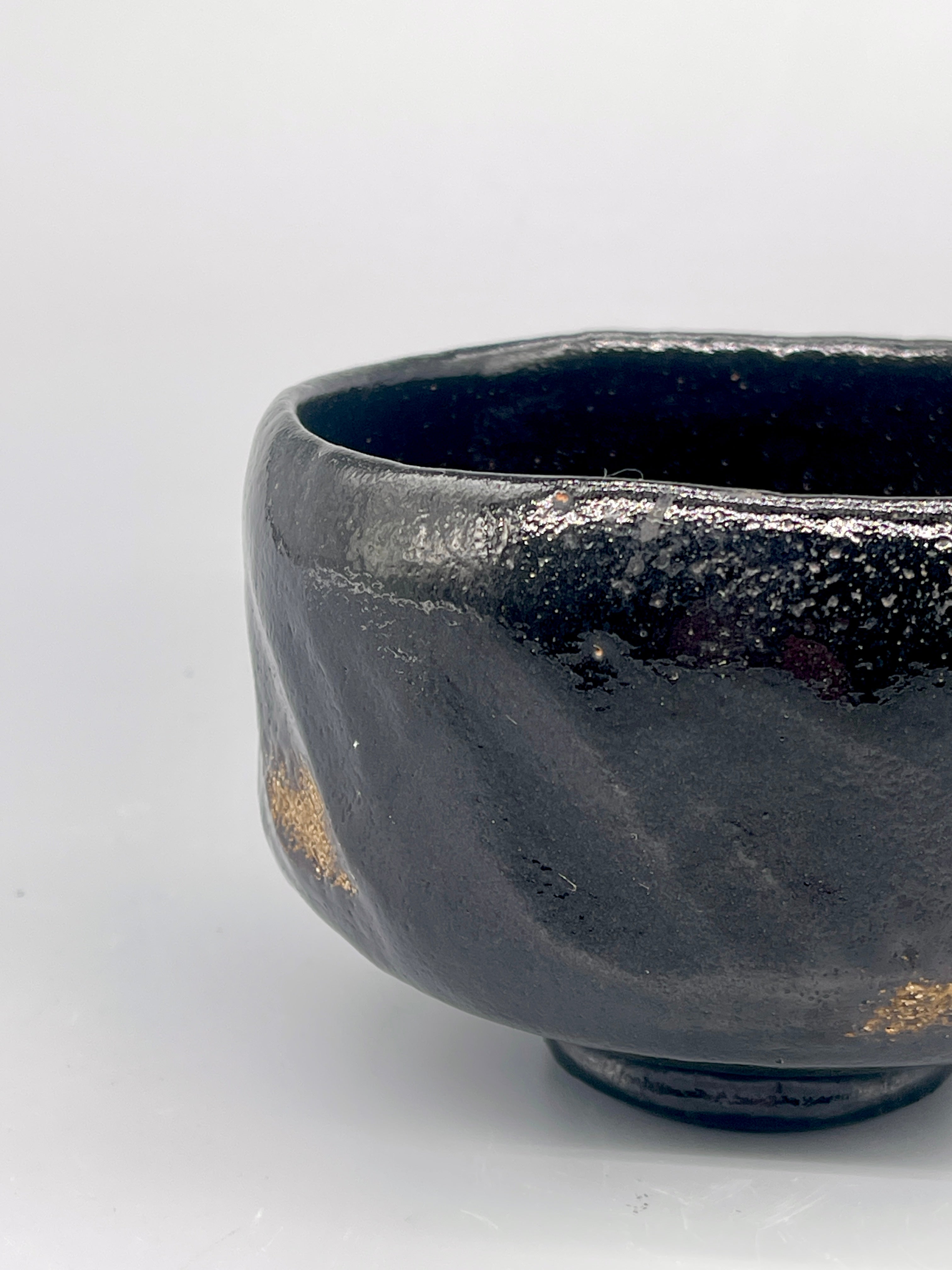 Vintage Japanese Matcha Bowl - Black Kuro Raku Chawan