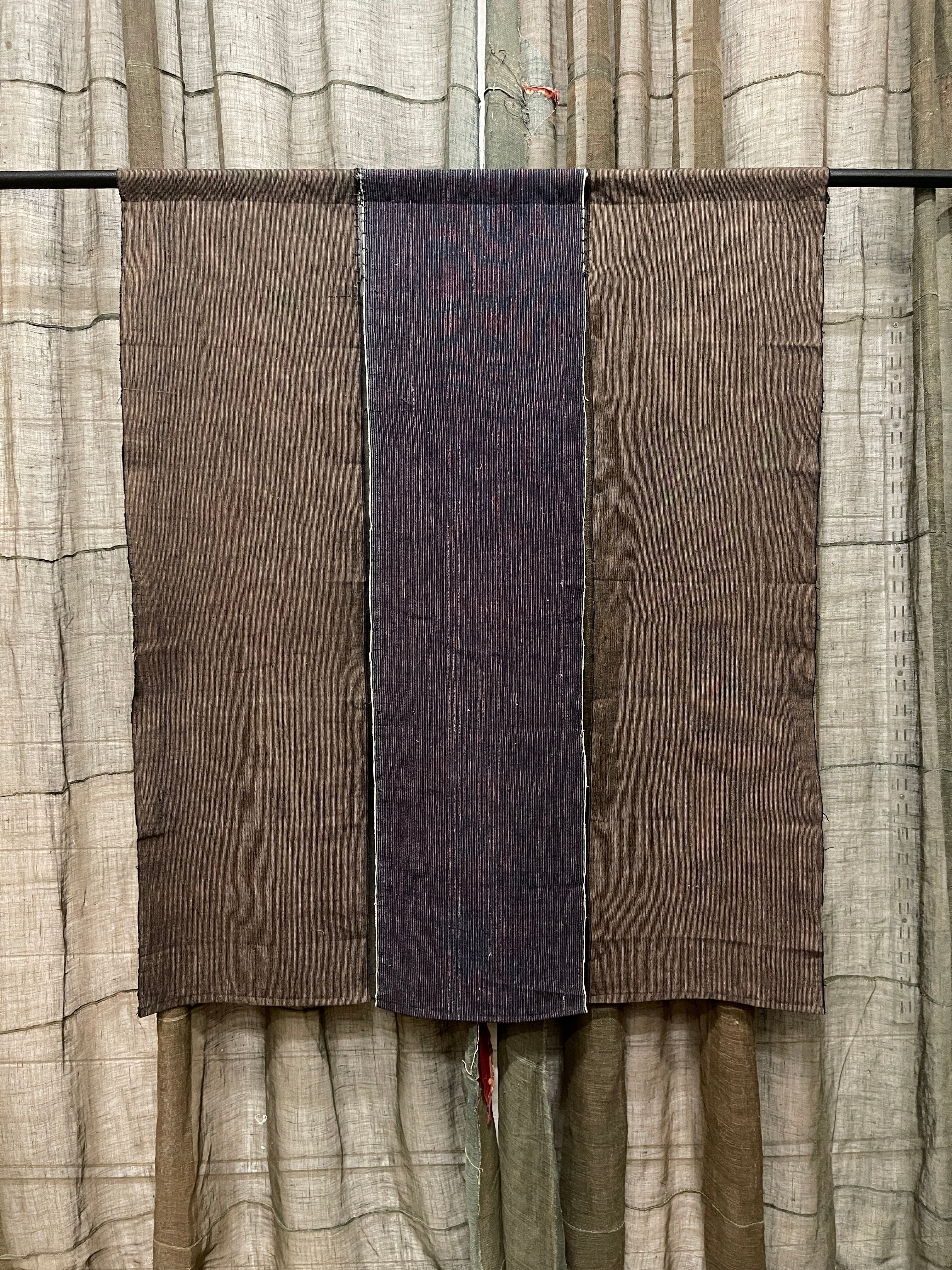 Vintage Japanese Cotton Noren, Panelled Curtain