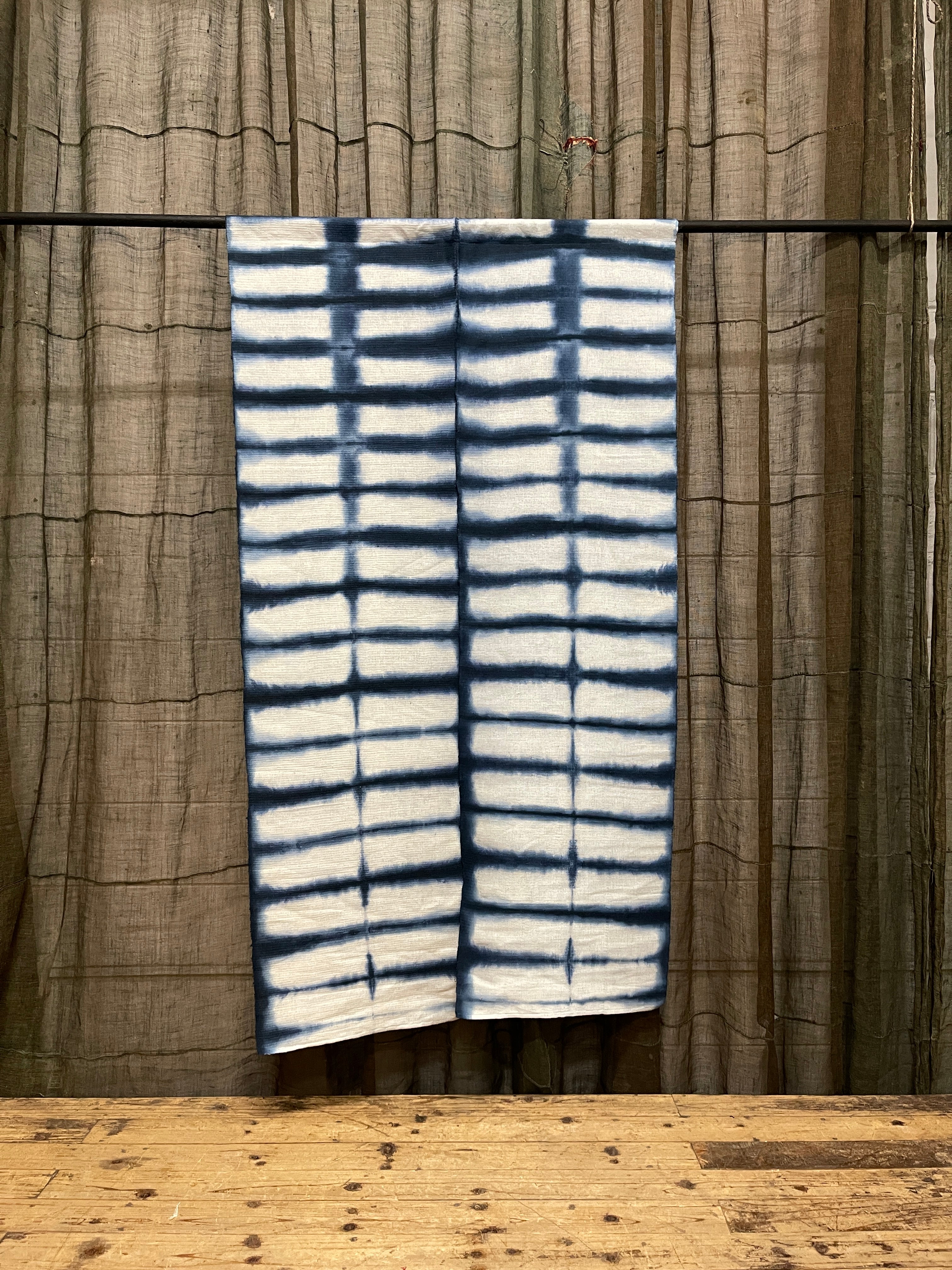 Shibori Indigo Dyed Noren - Cotton & Hemp