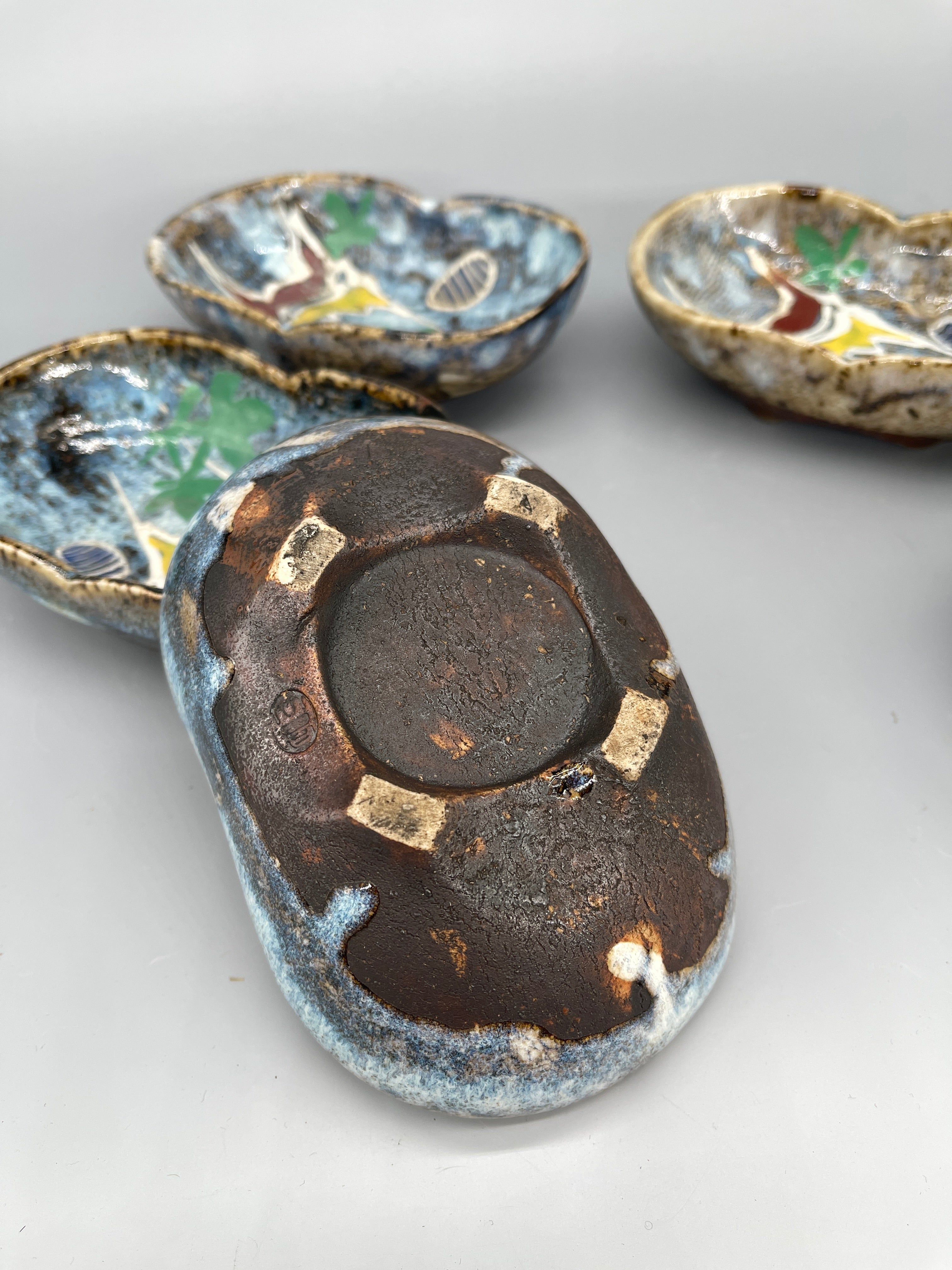 Set of 5 Vintage Japanese Small Bowls, Thick Glaze