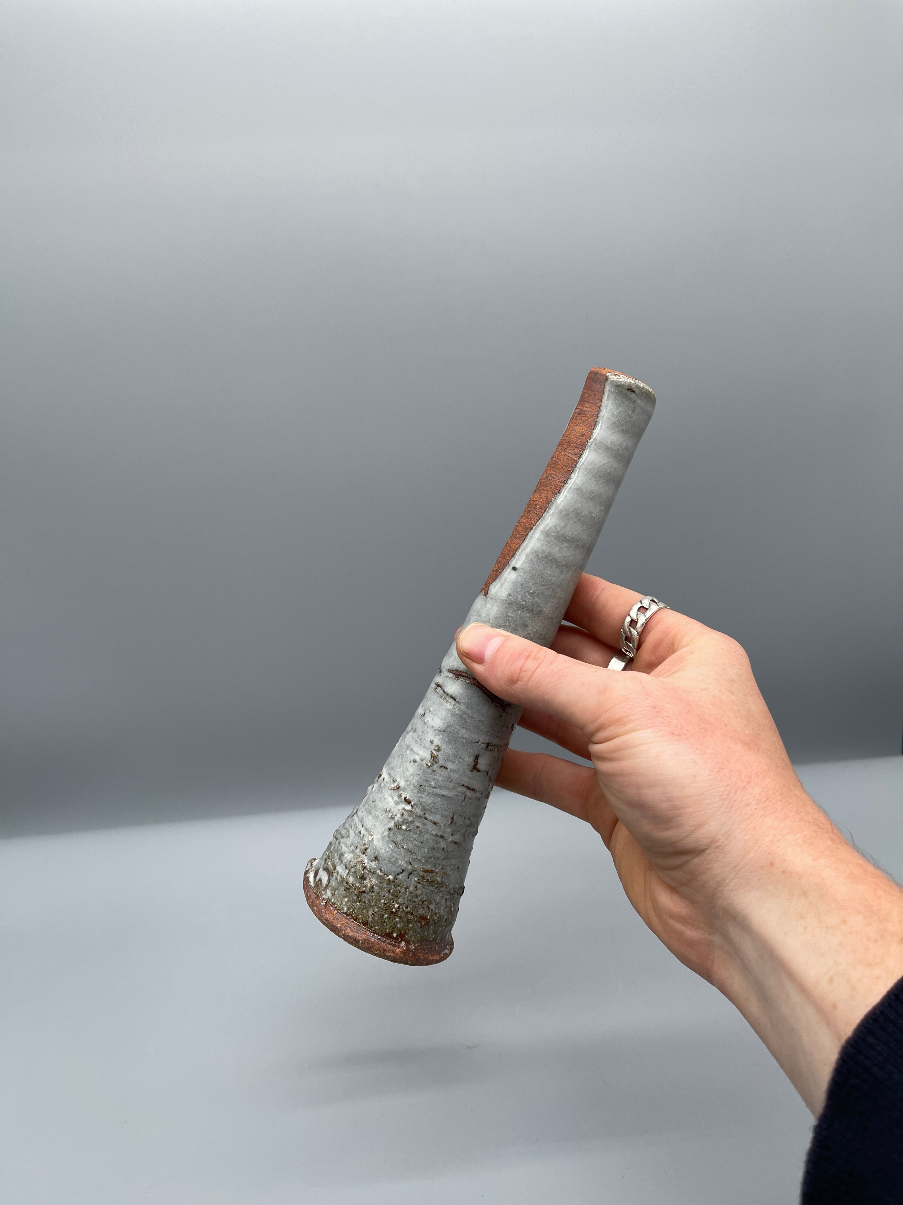 Small Vintage Japanese Ikebana Vase - Blue Glaze