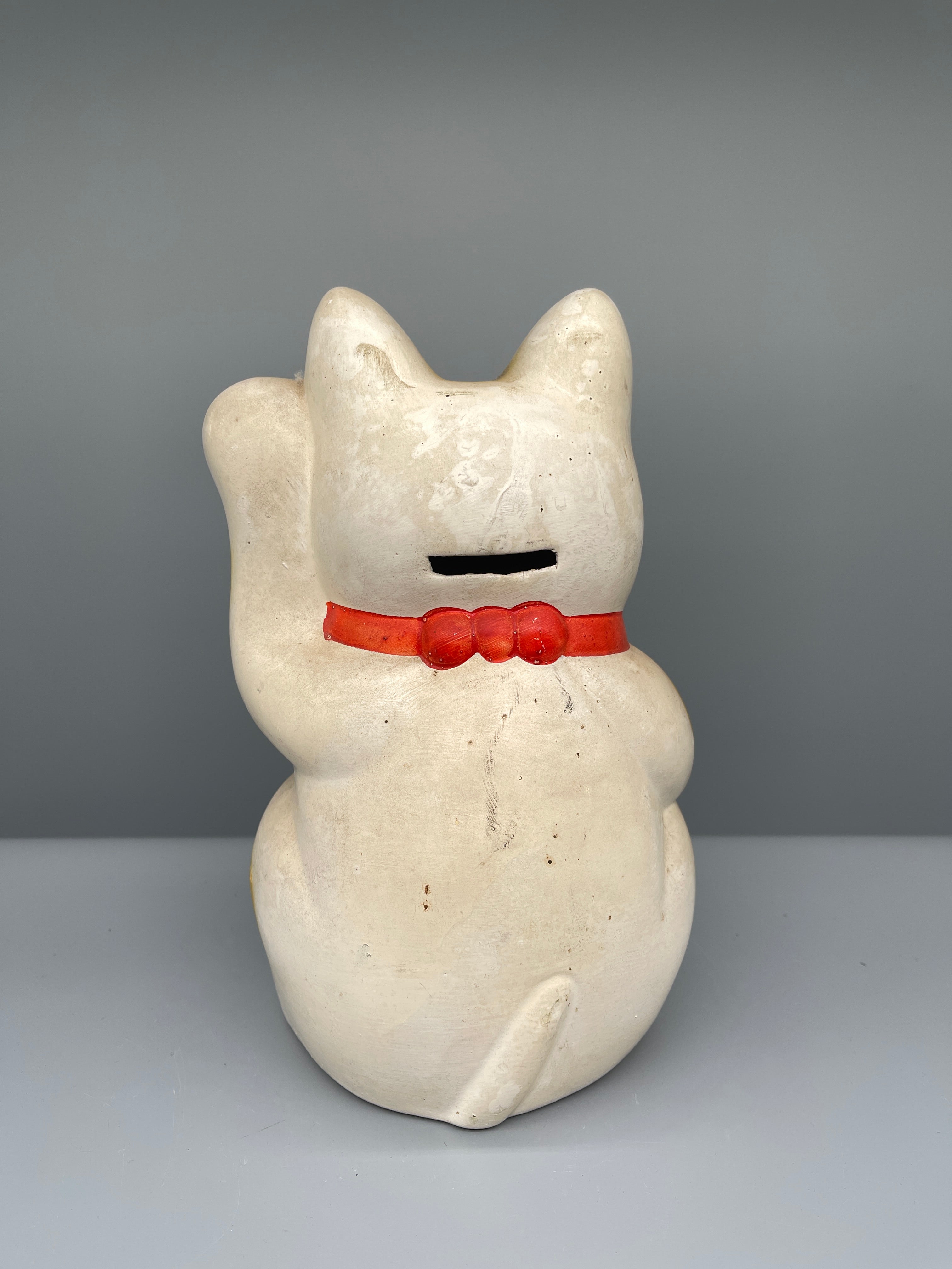 Vintage Japanese White Ceramic Maneki Neko | c.1970