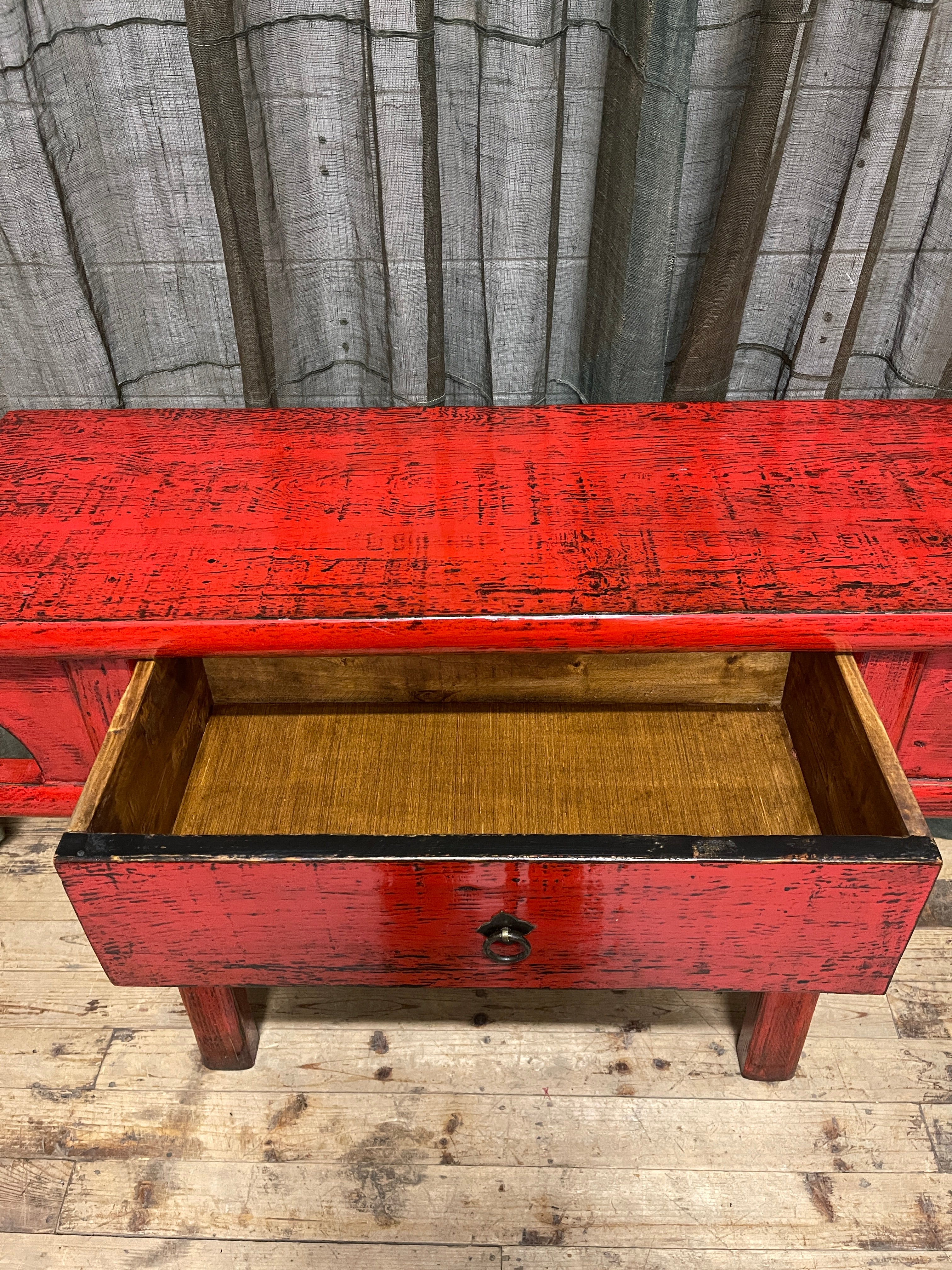Chinese Red Lacquered Hall Table
