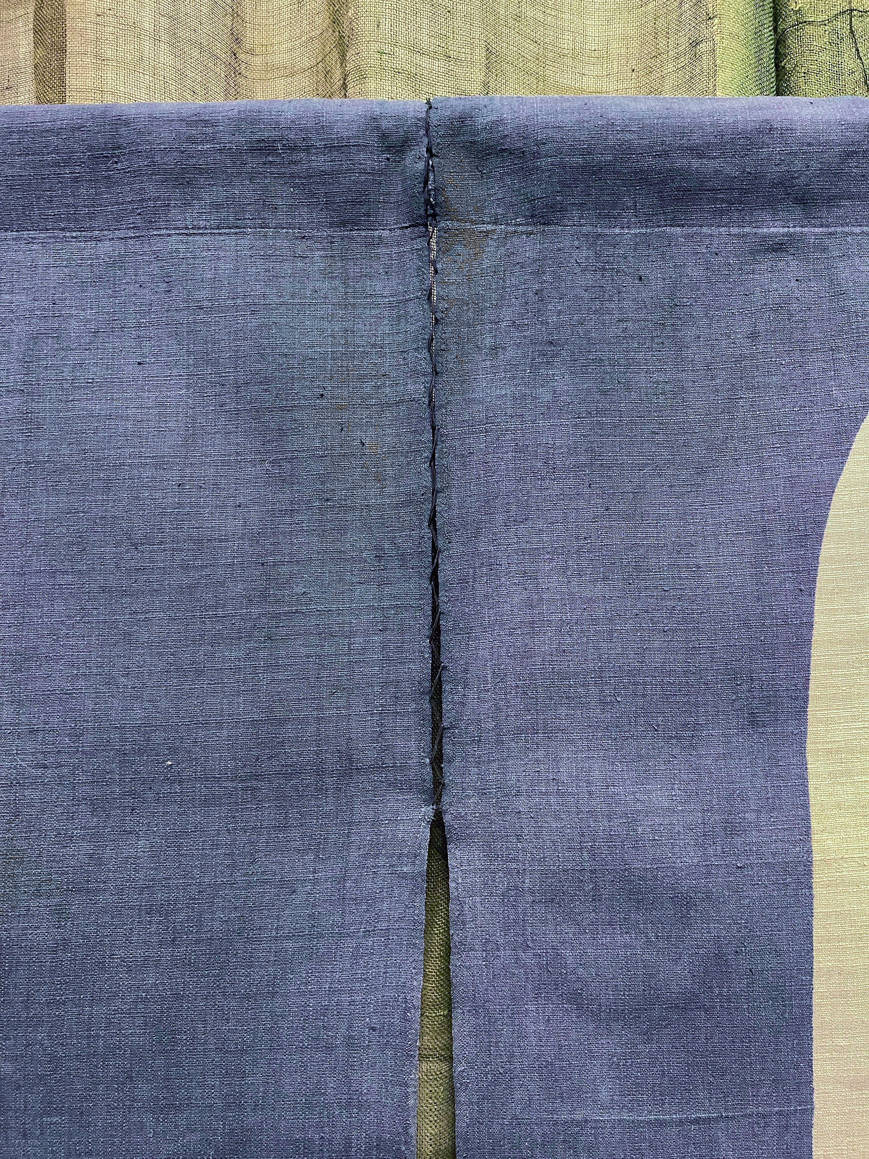 Vintage Japanese Hemp Noren, Panelled Curtain