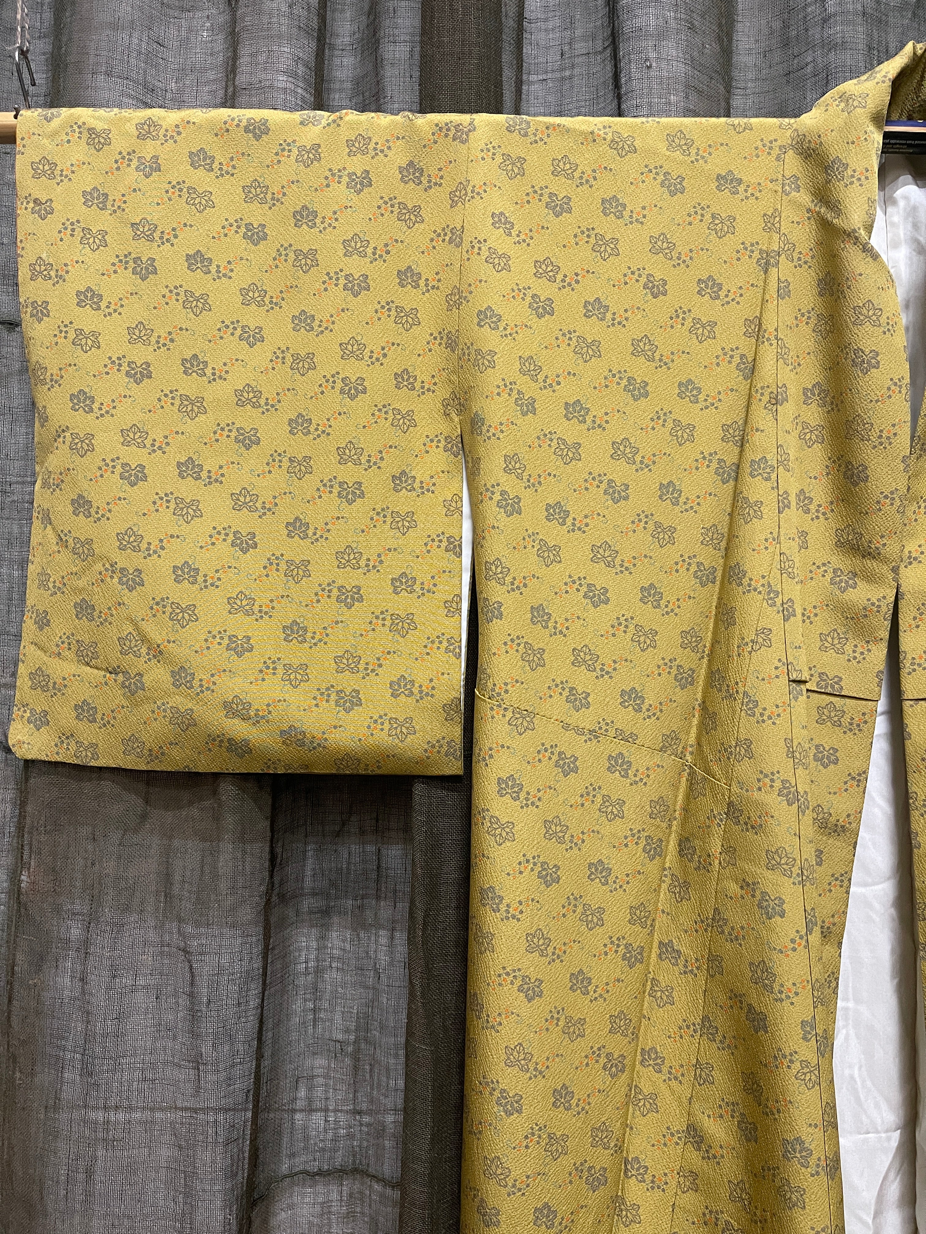 Vintage Japanese Silk Kimono | Paulownia leaf Pattern