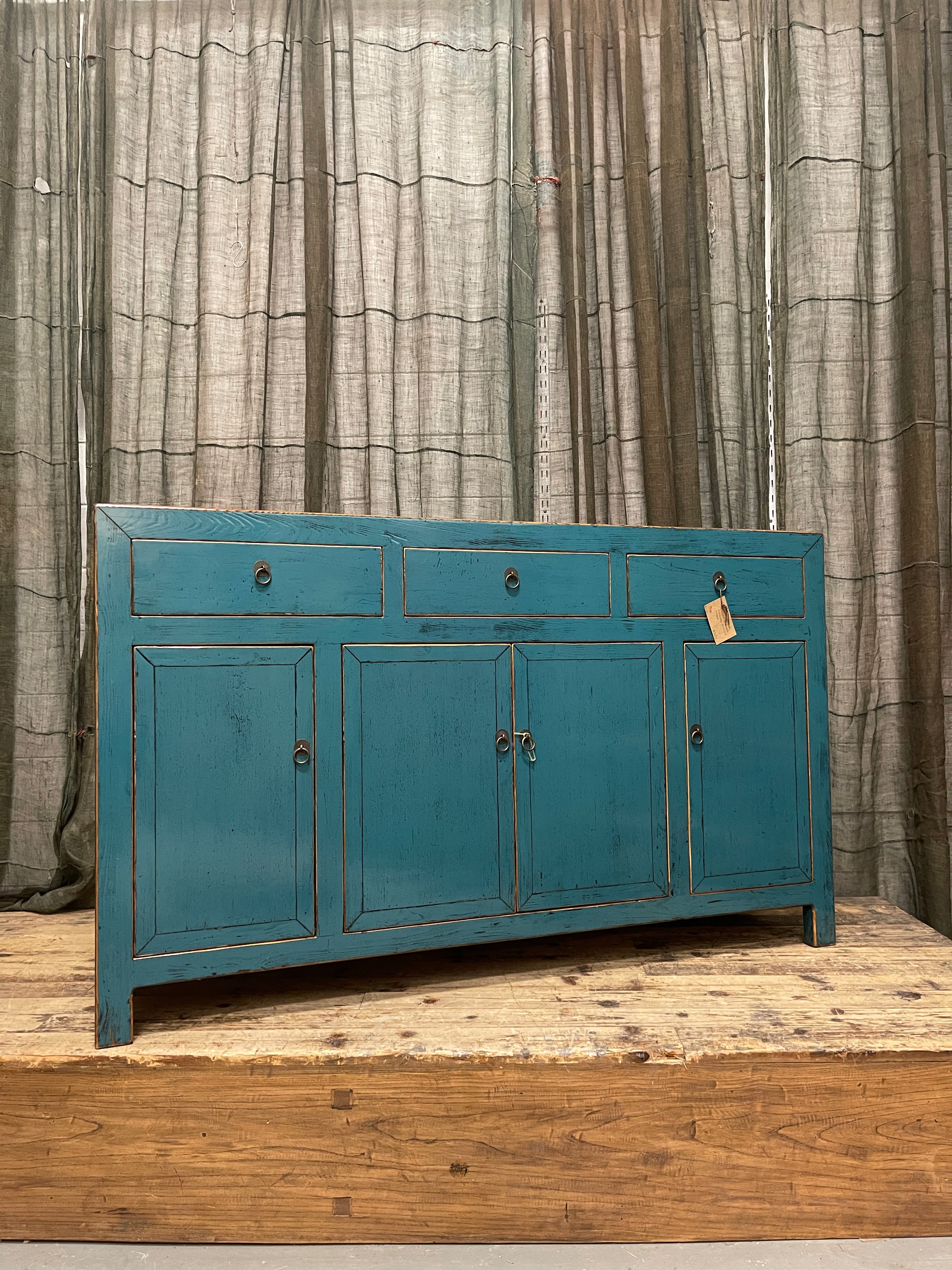 Chinese Sideboard with Blue Finish, Recycled Timber