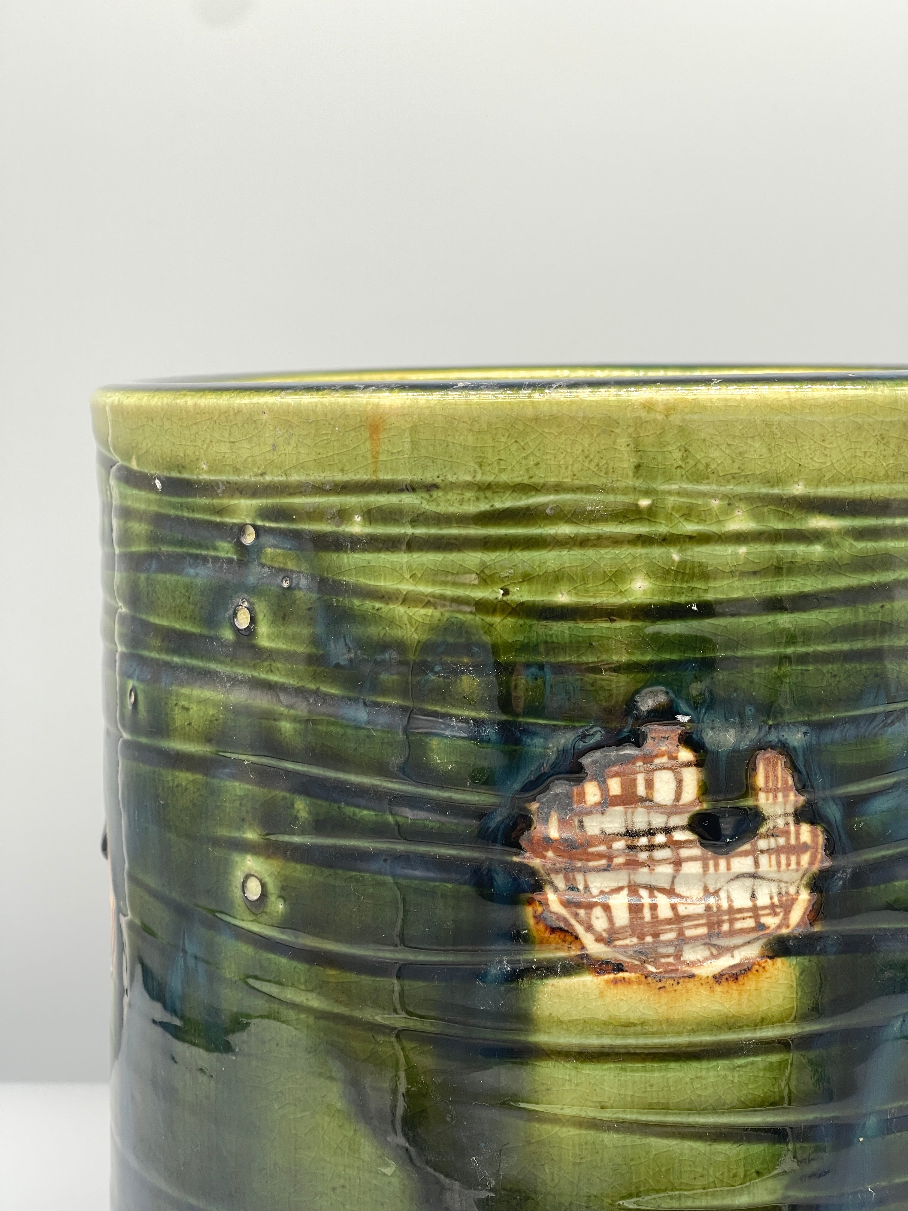 Japanes Porcelain Oribe Hibachi | c.1960