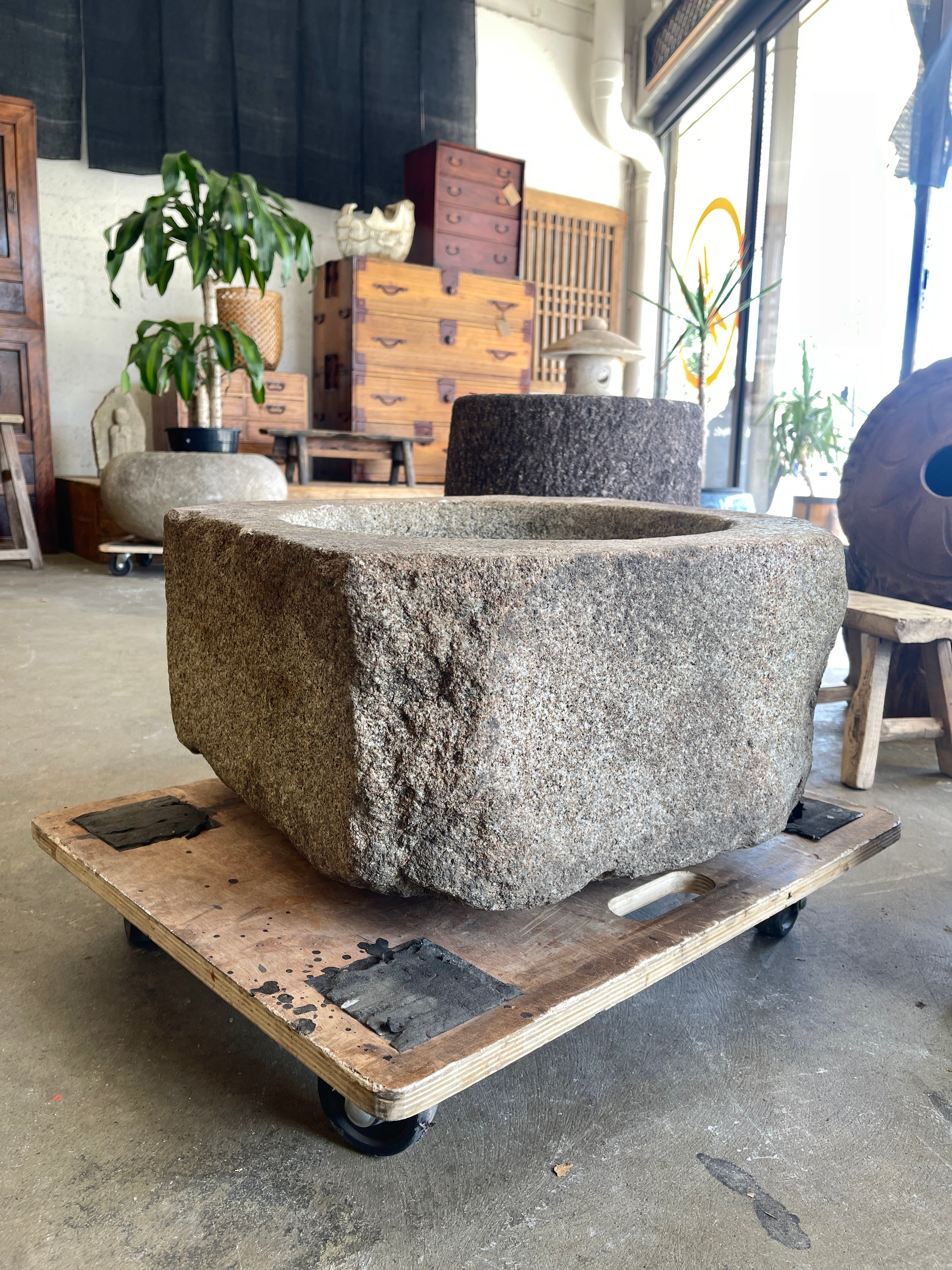 Japanese Chozubachi, Stone Water Basin - Granite | Meiji