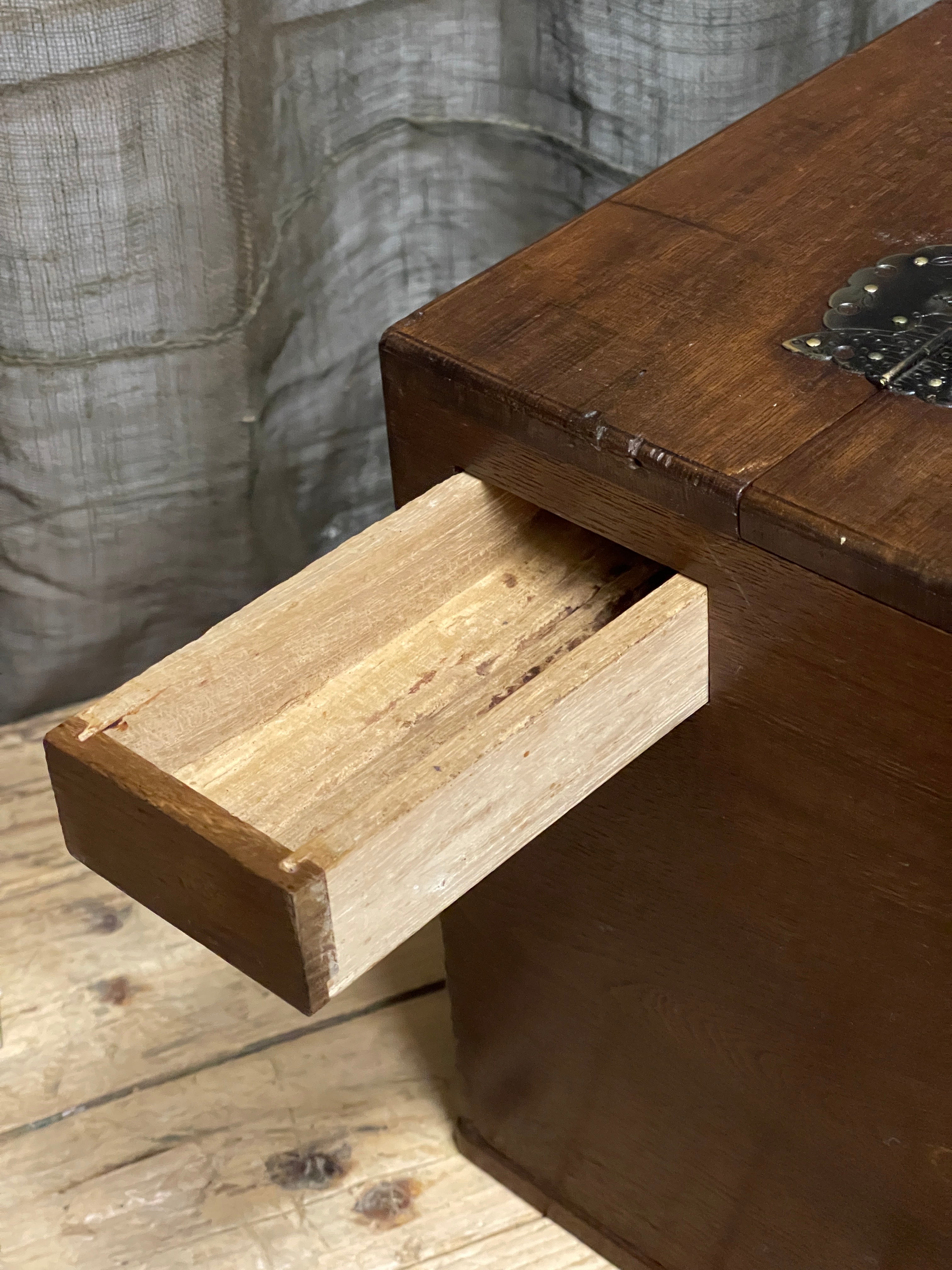 Vintage Japanese Sewing Box, Hari Bako - Elm | Midcentury