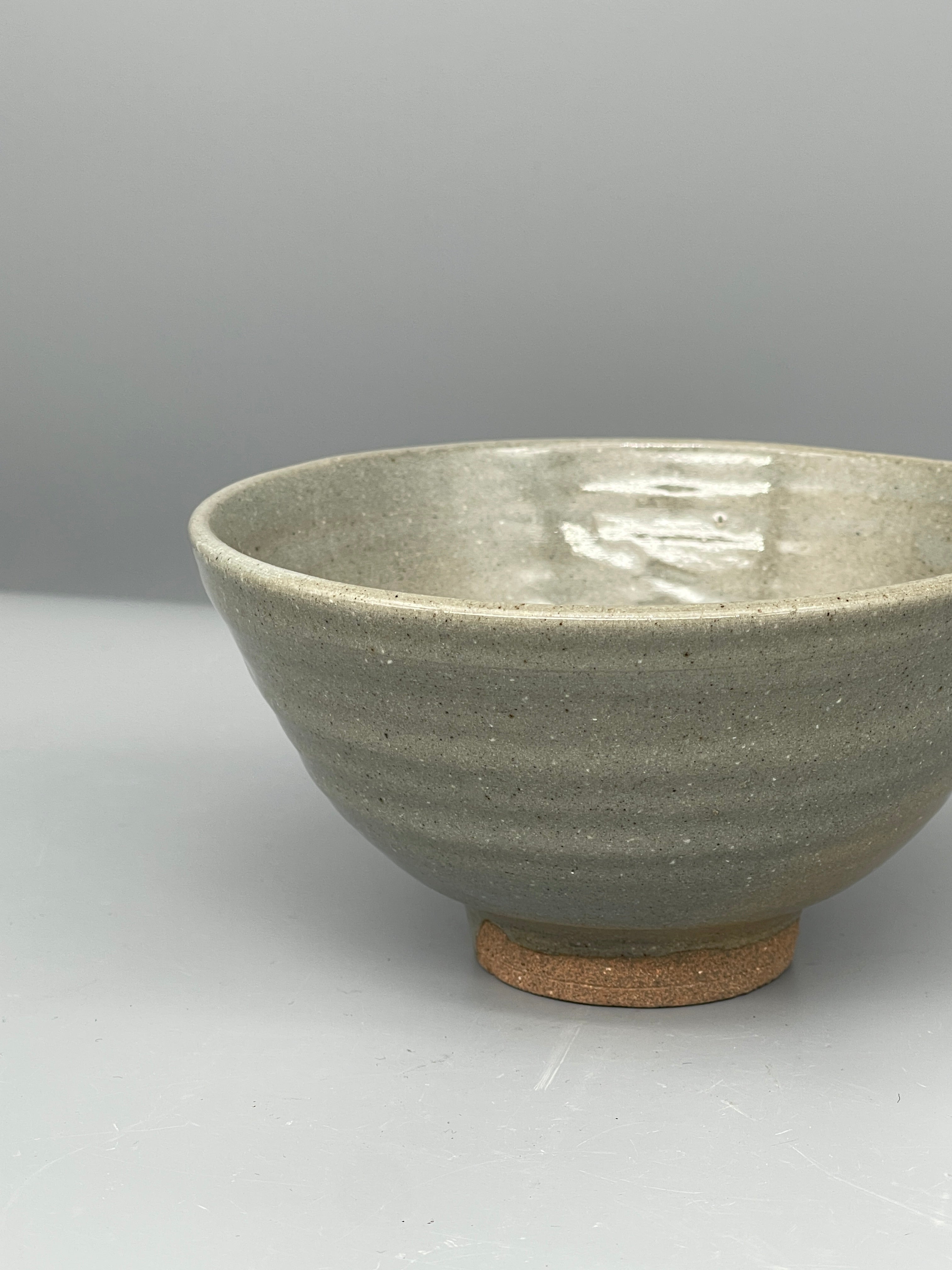 Vintage Japanese Chawan Tea Bowl - Stoneware, Pale Grey Glaze