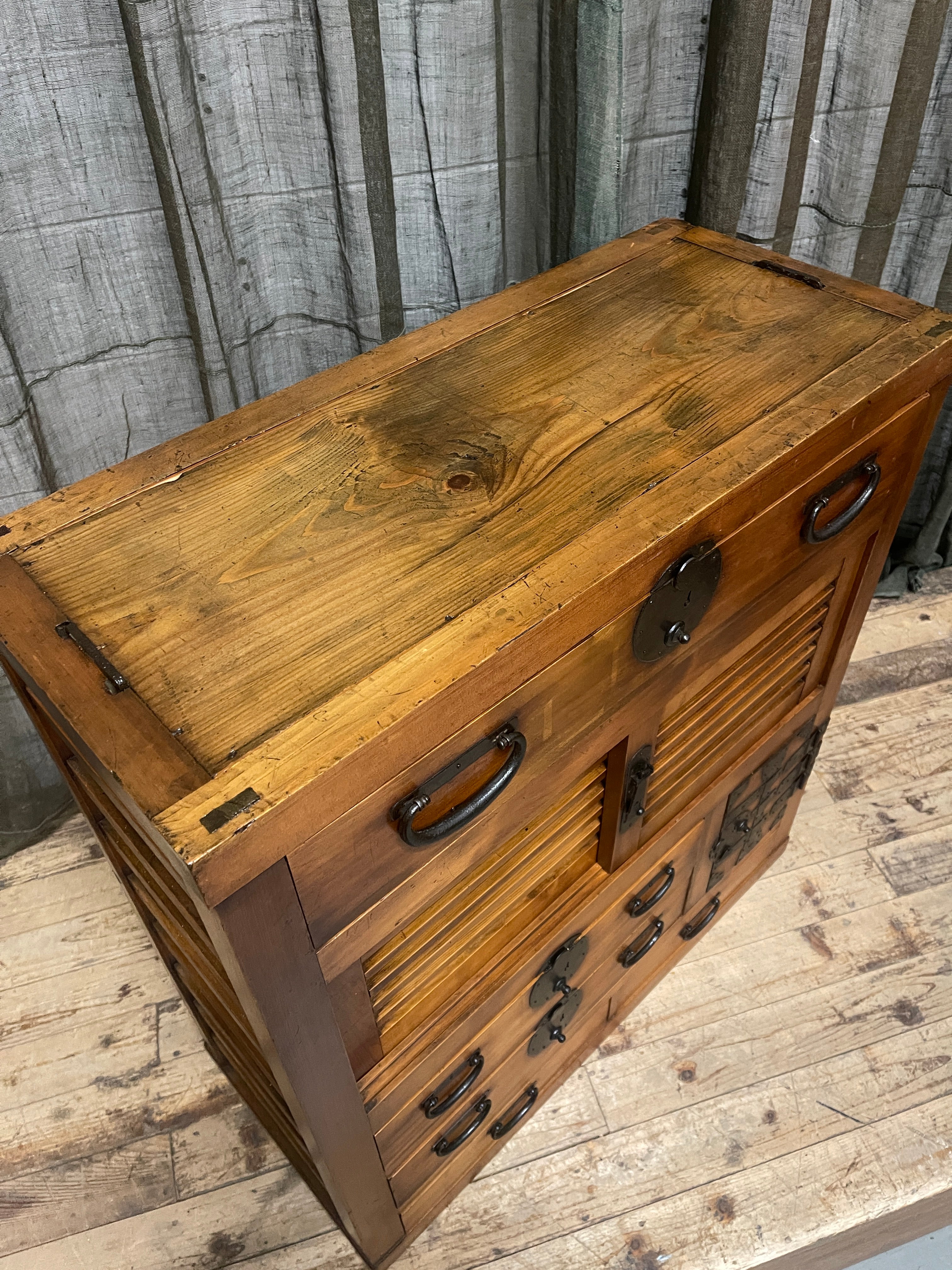 Antique Japanese Choba Dansu, Merchant's Chest - Cypress & Cedar | Meiji