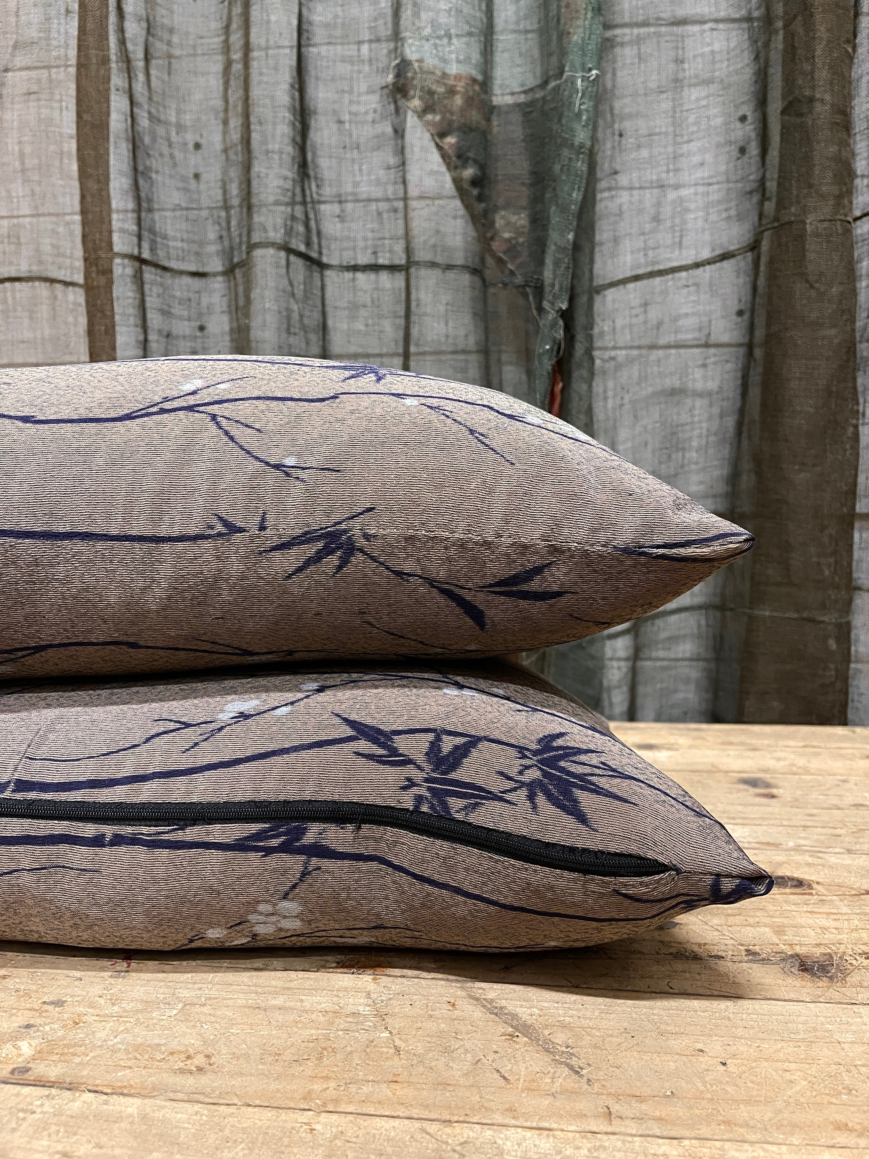 Rectangular Cushions Covered with Japanese Vintage Silk
