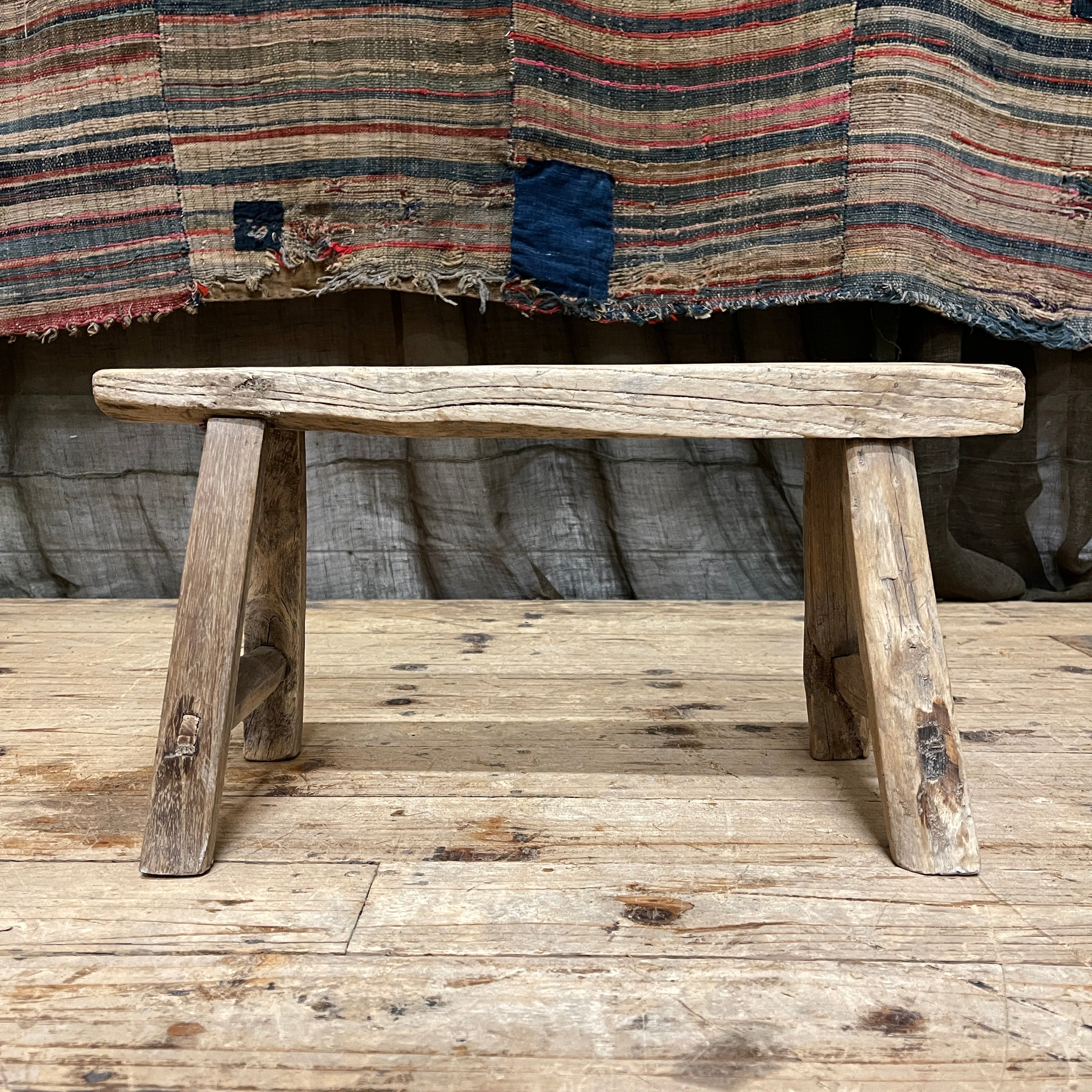 Chinese Provincial Elm Low Stool