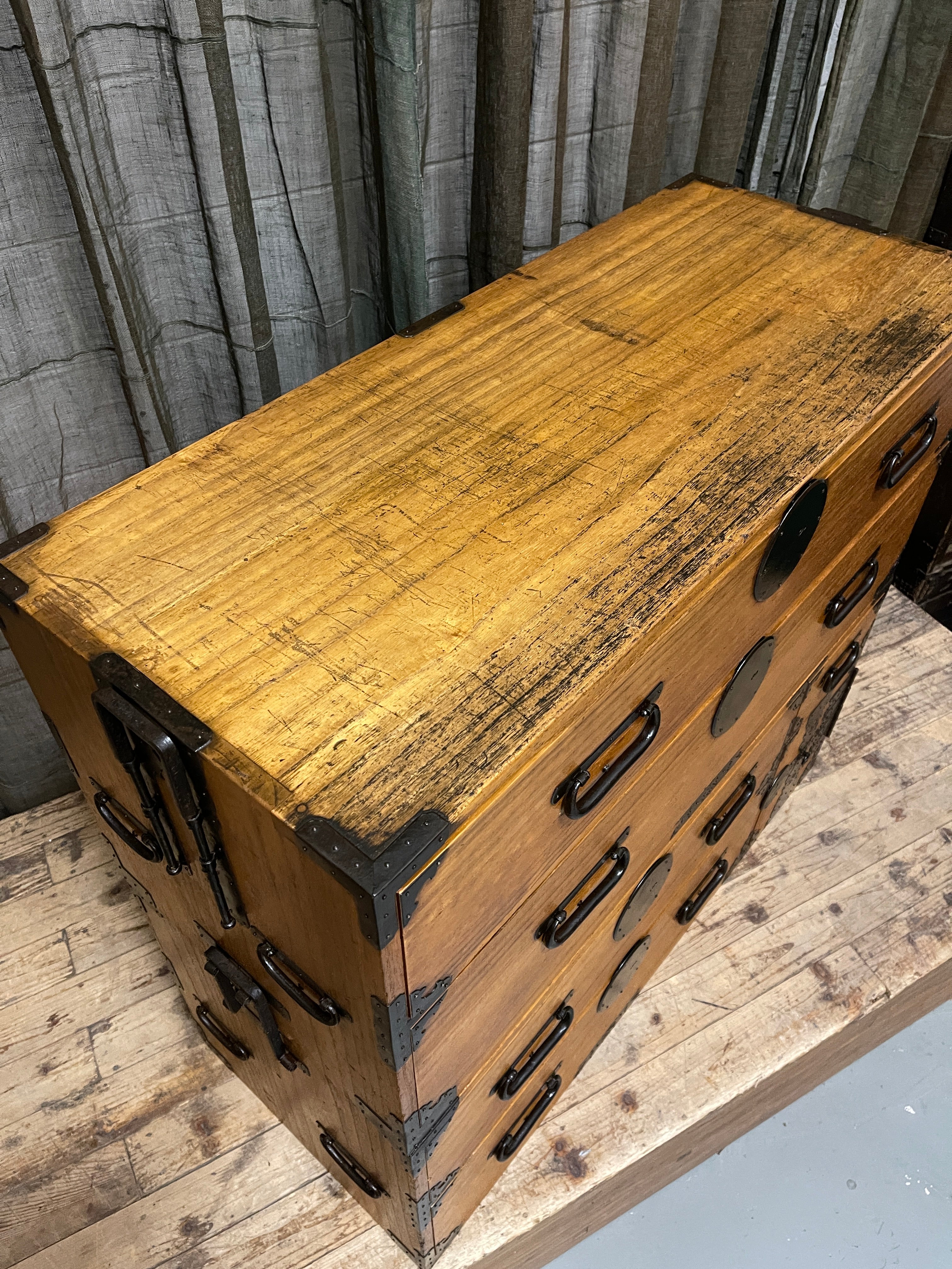 Japanese Kimono Storage Chest-on-Chest, Isho Dansu - Paulownia | Meiji