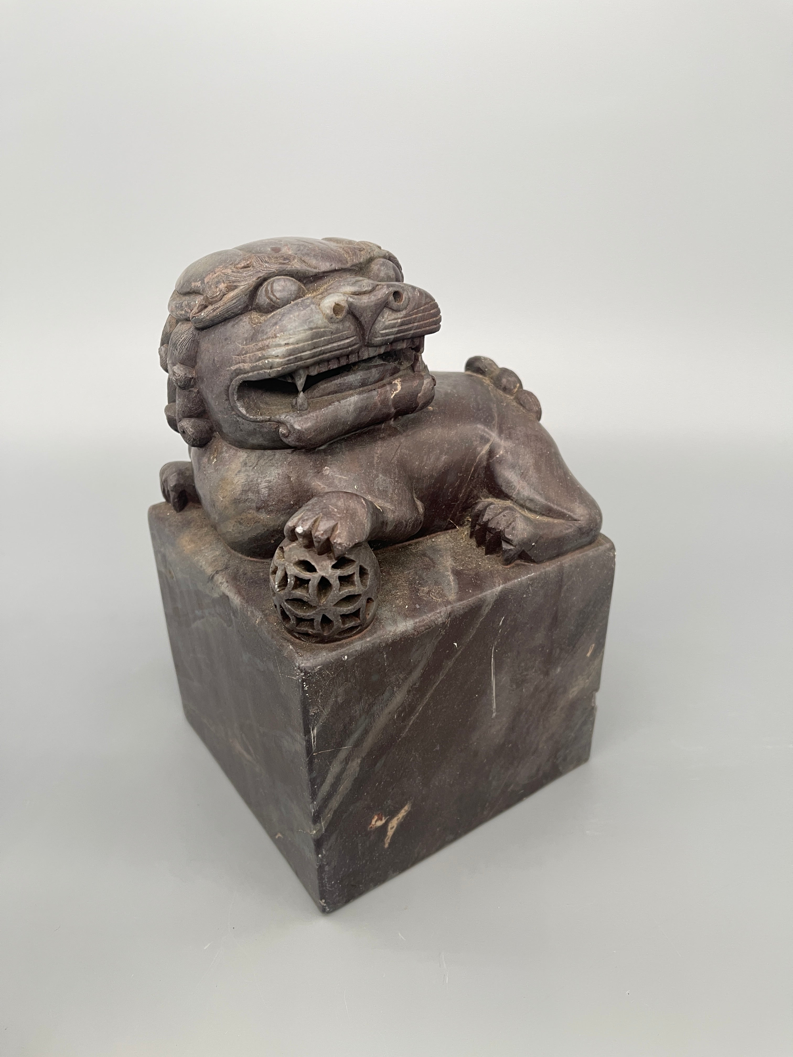 Pair Of Chinese Carved Foo Dogs