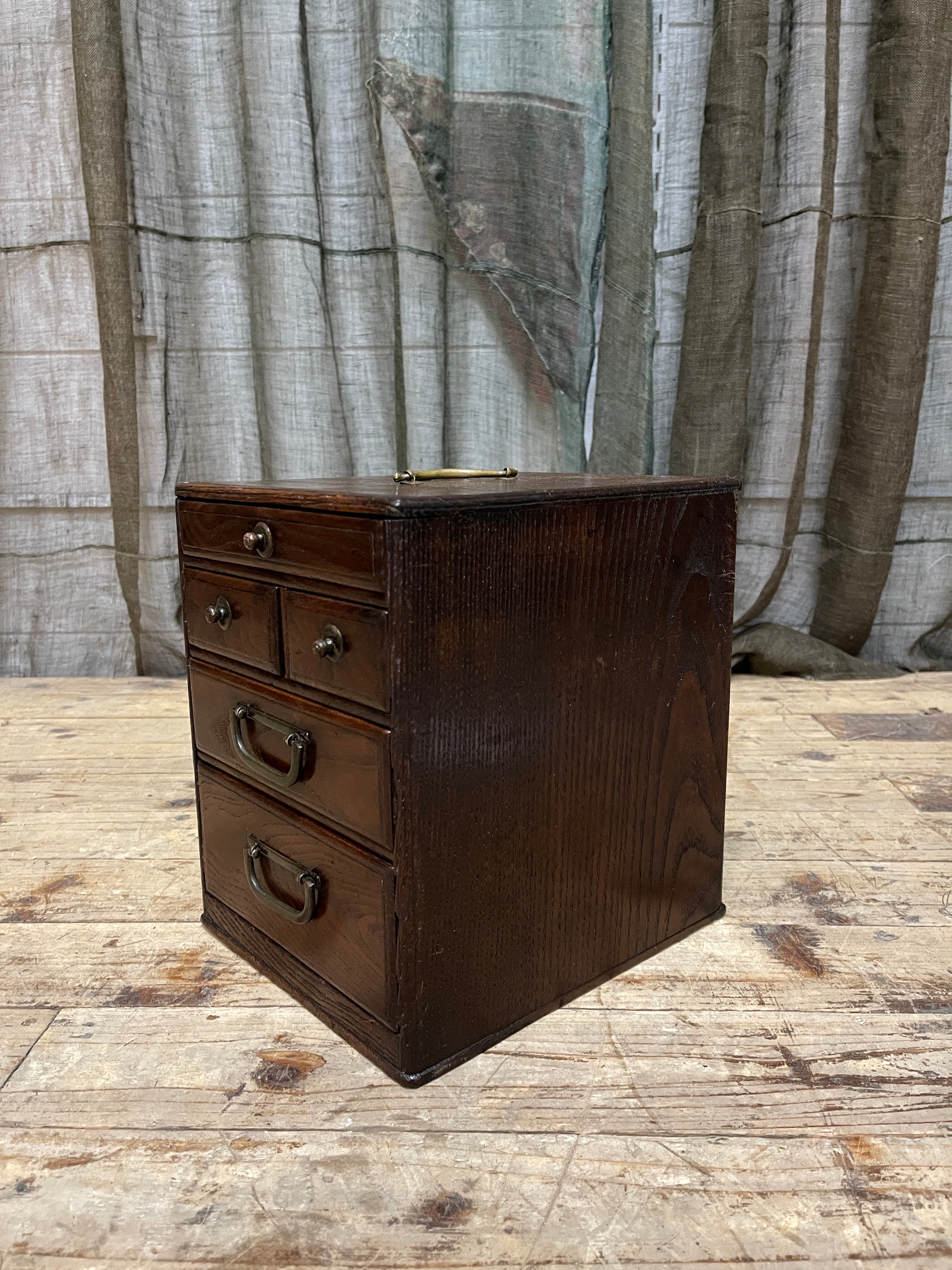 Vintage Japanese Sewing Box, Hari Bako - Elm | 1920's