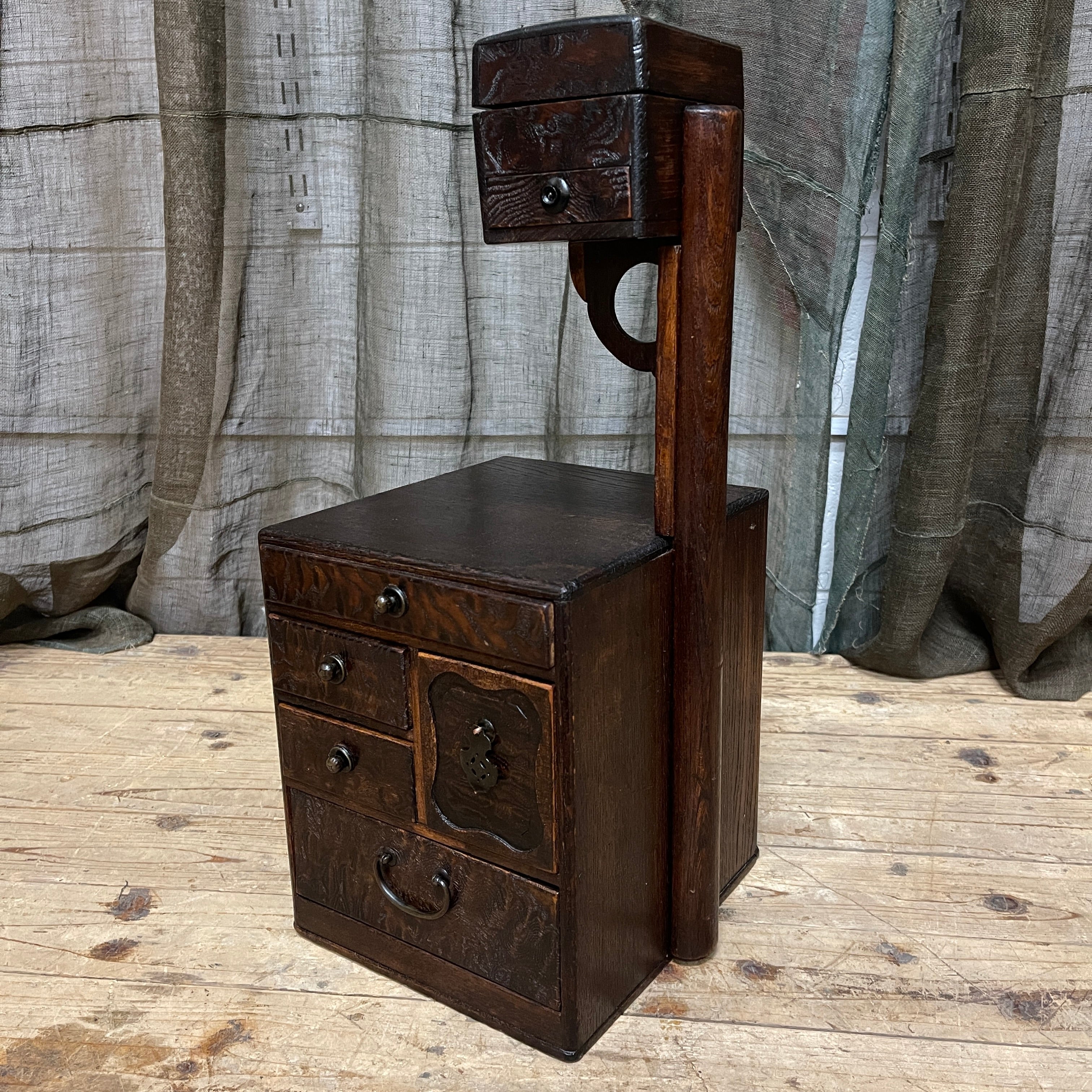 Vintage Japanese Sewing Box, Hari Bako - Elm | 1930's