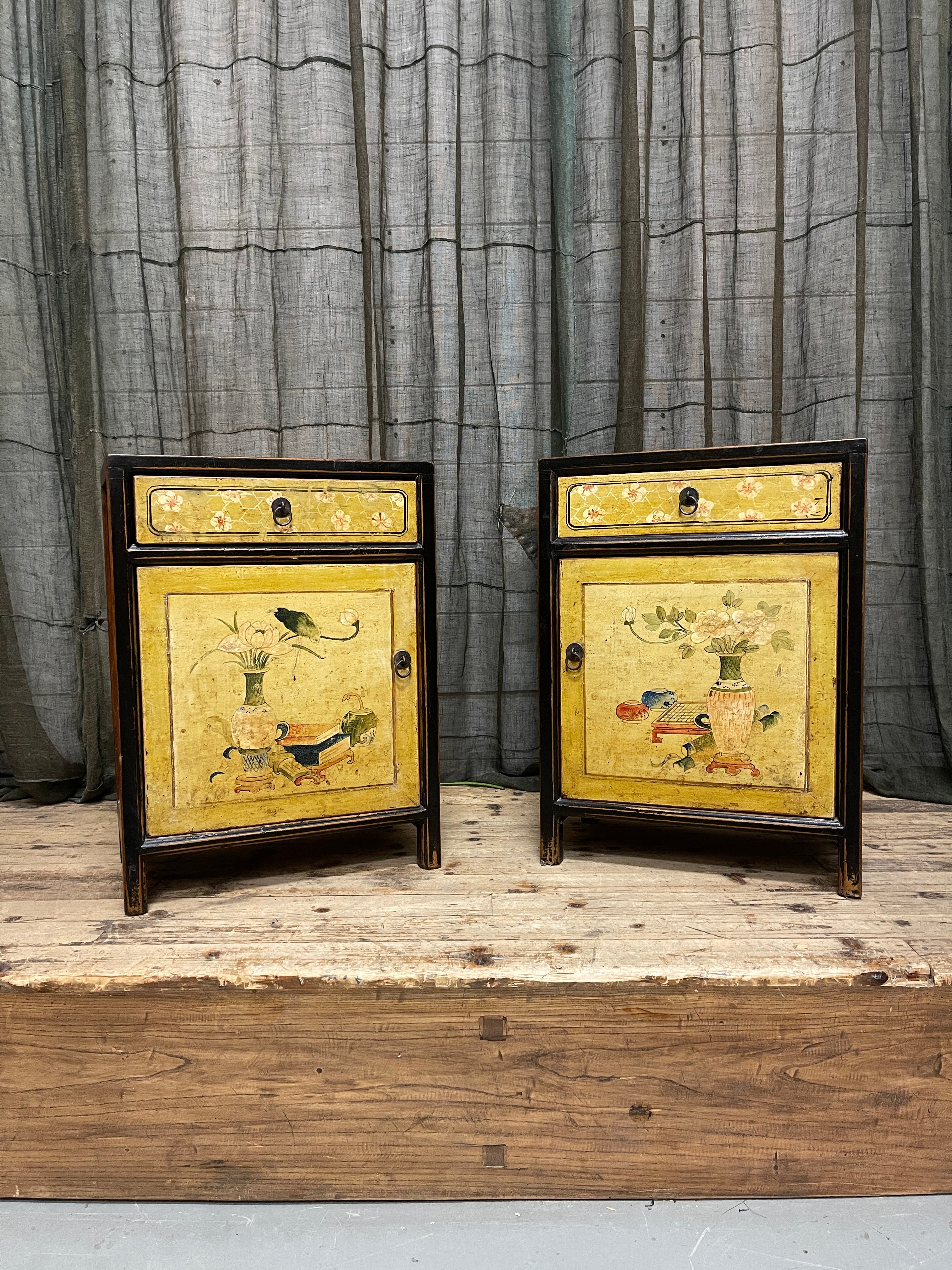 Pair Of Provincial Style Chinese Lacquered Side Cabinets