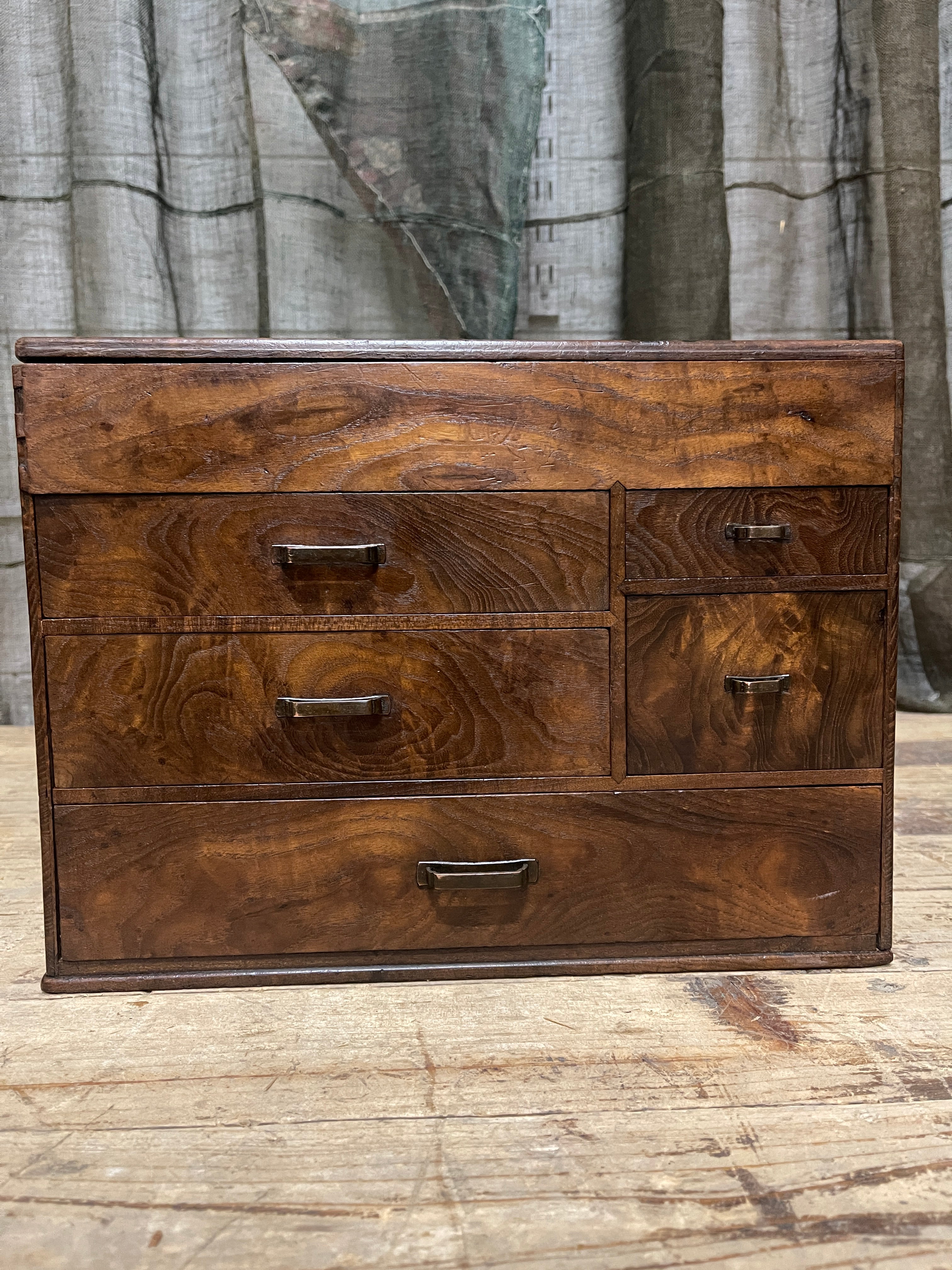 Vintage Japanese Sewing Box, Hari Bako - Elm | 1950's