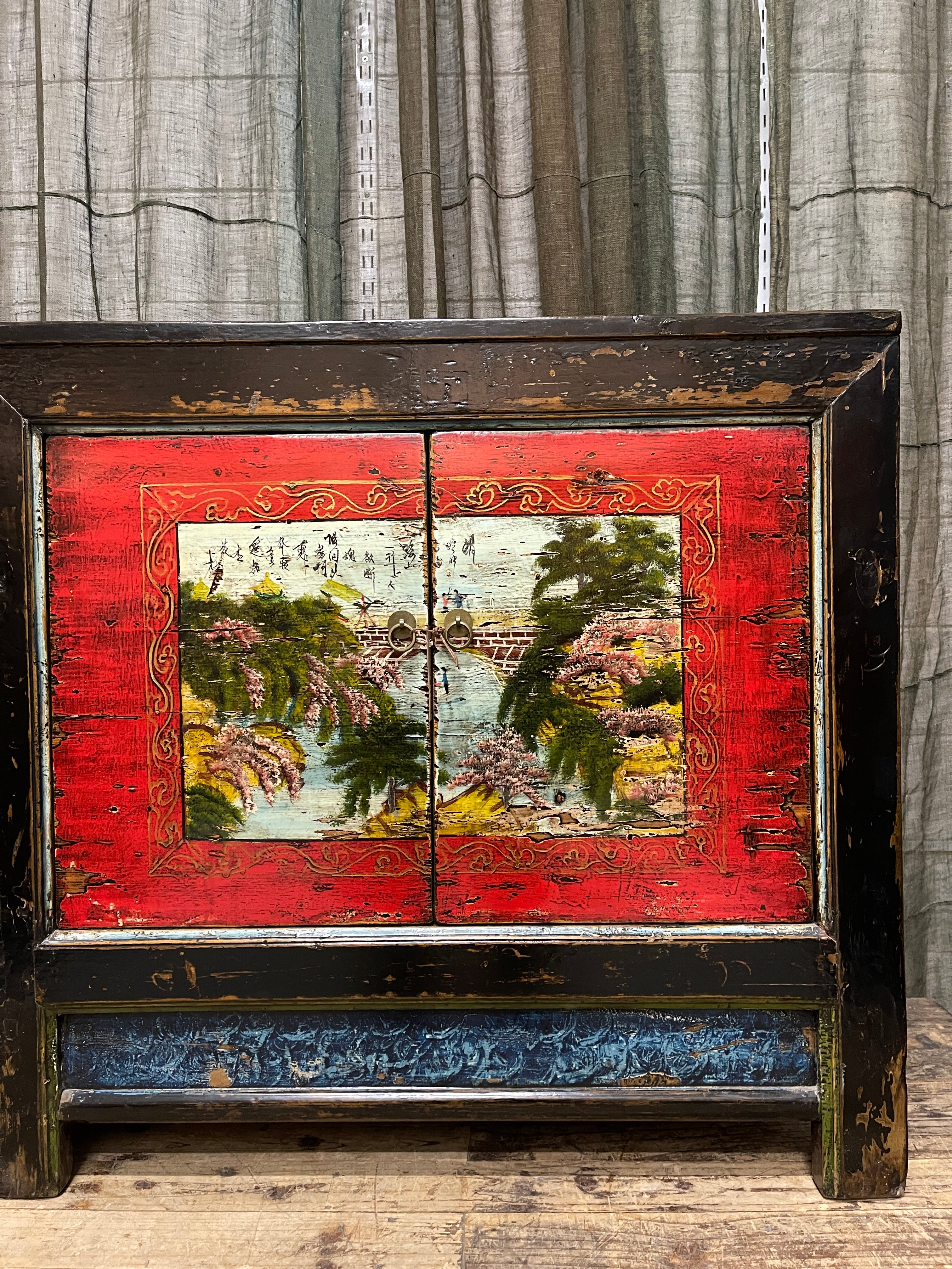 Antique Chinese Sideboard with Original Painted Finish, Elm | c.1900