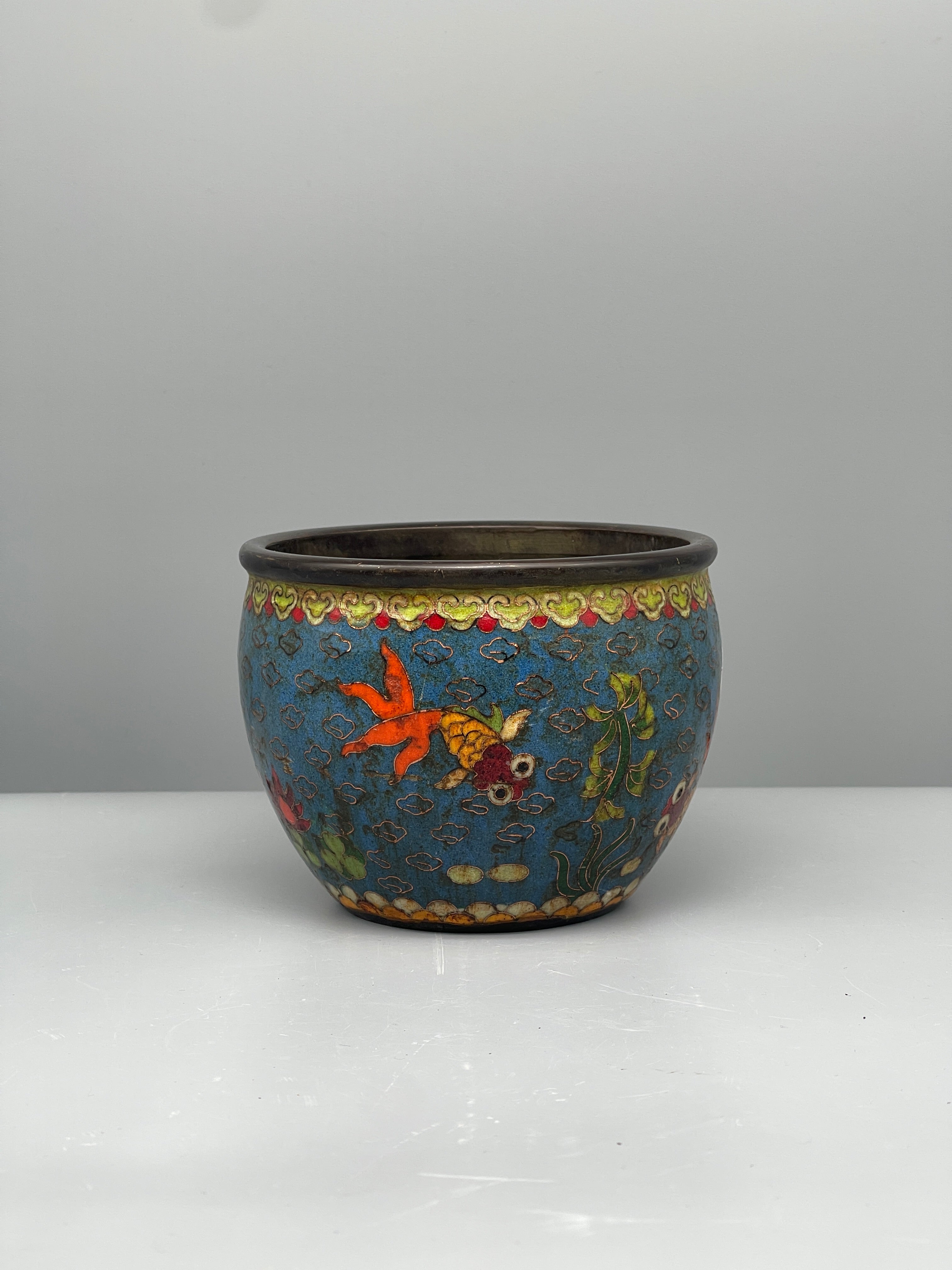 Vintage Chinese Cloisonne Bronze Bowl