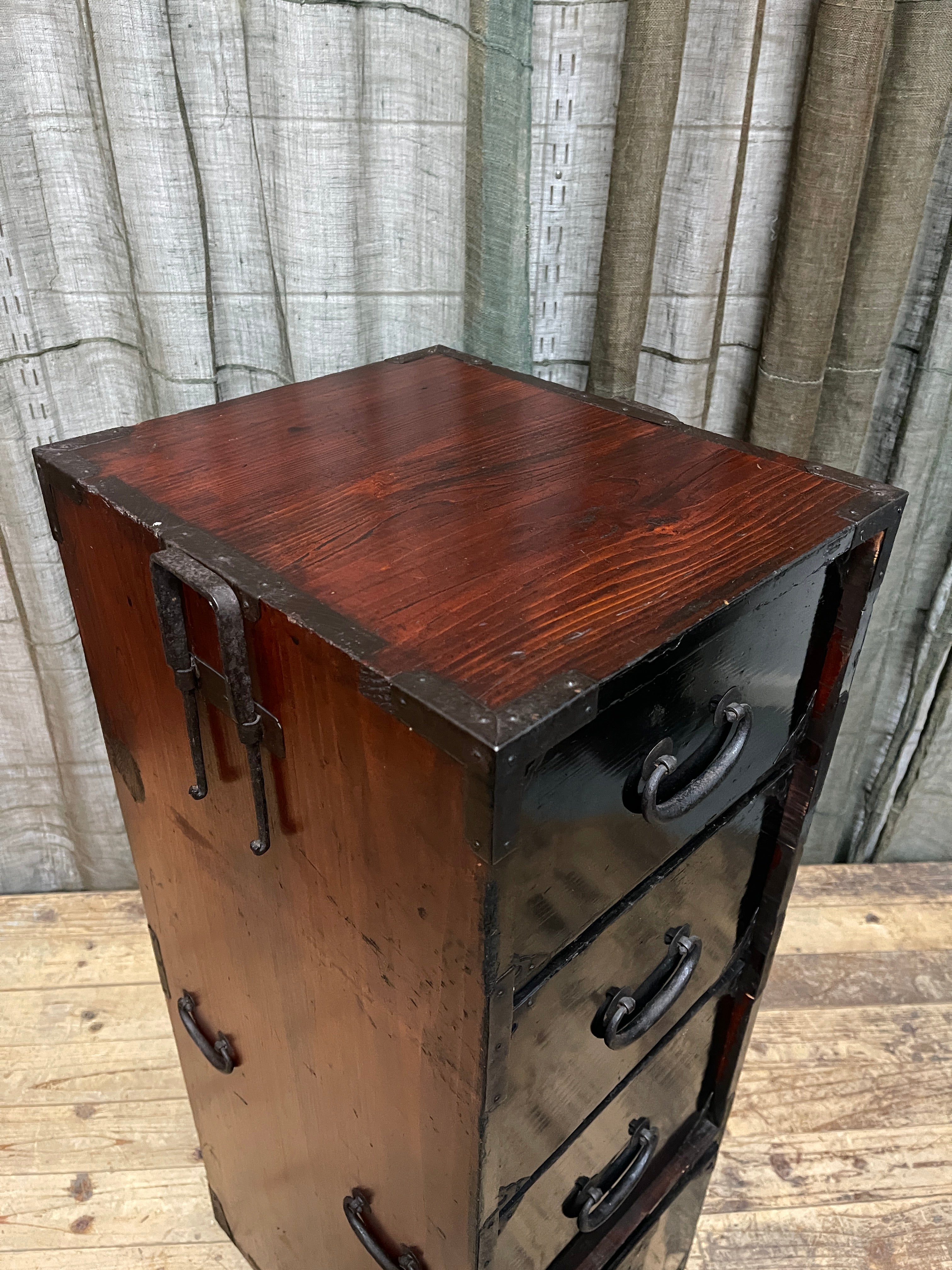 Japanese Lacquered Chest From Yamagata - Cypress | Meiji