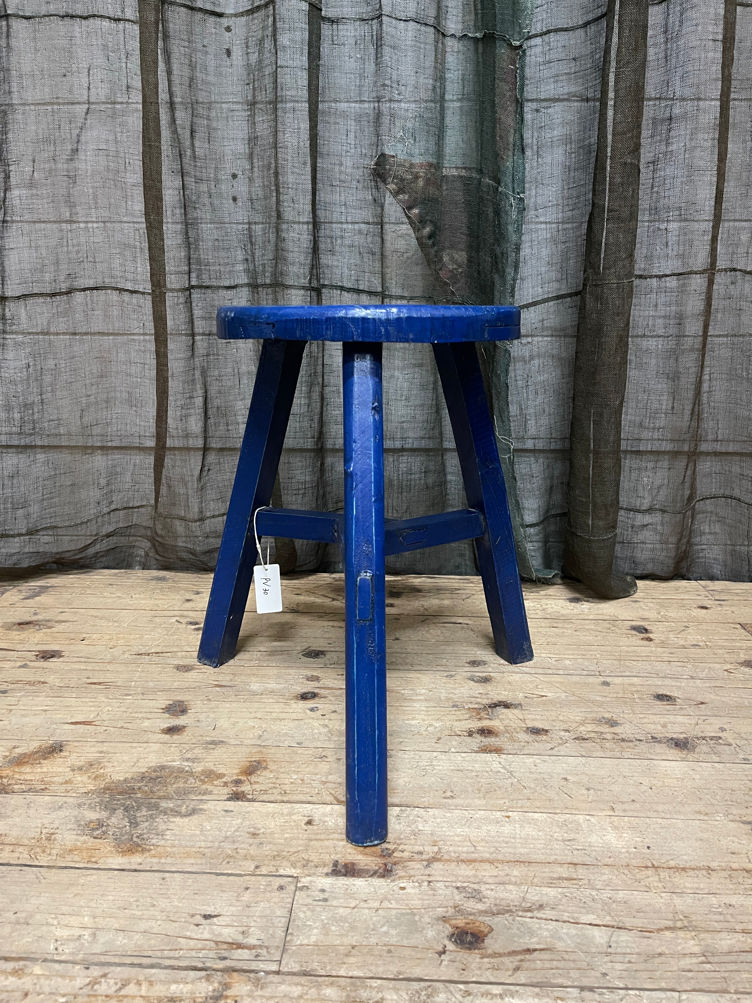 Chinese Provincial Elm Stool - Blue