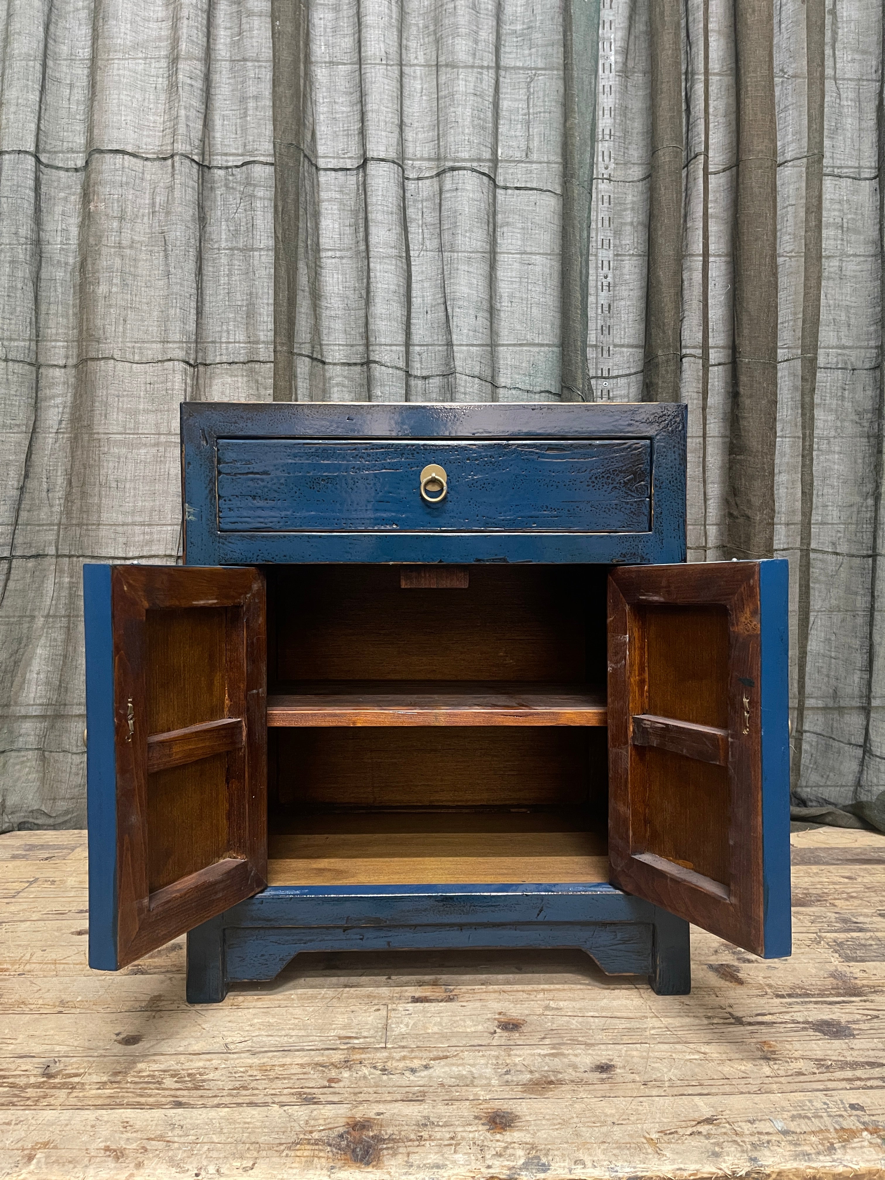 Provincial Style Chinese Lacquered Side Cabinet