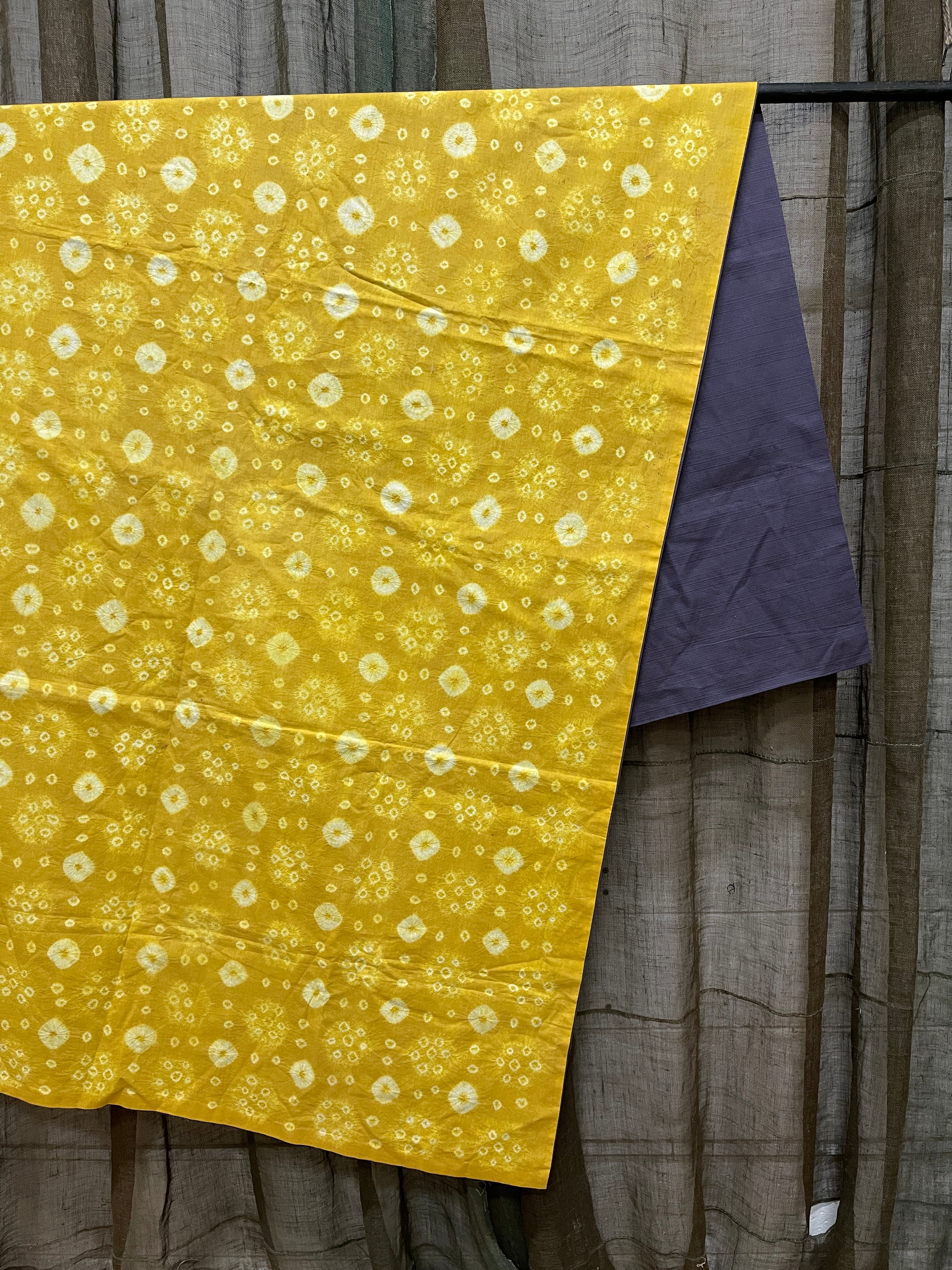 Vintage Japanese Yellow Shibori Cotton  | 1950's
