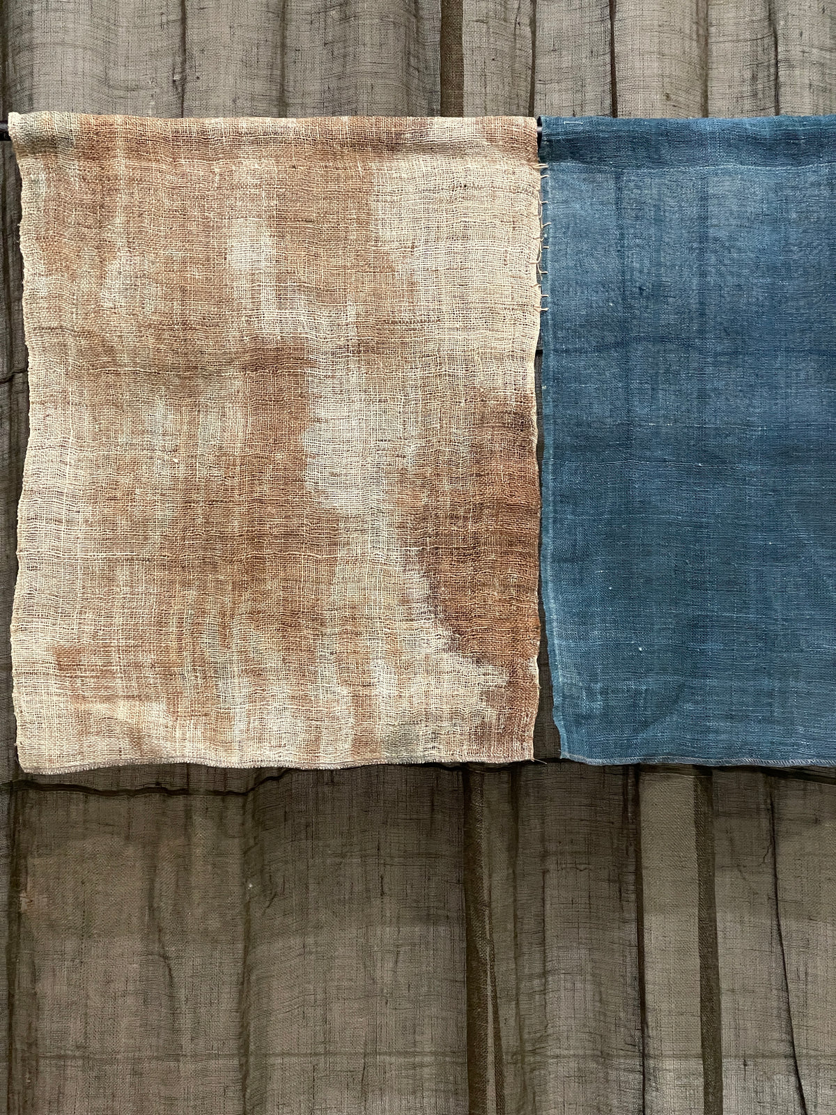 Vintage Japanese Hemp Noren, Panelled Curtain
