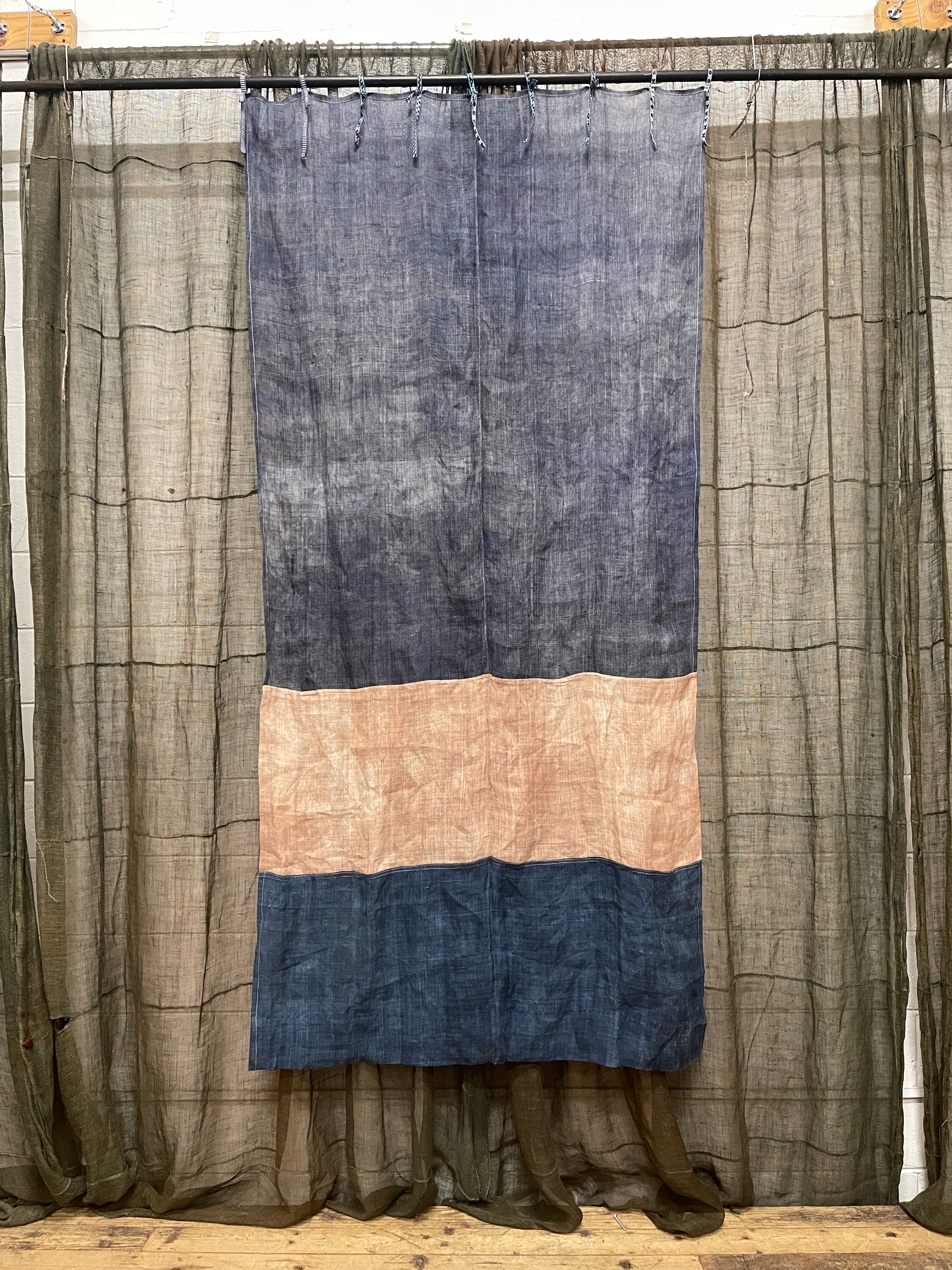 Blue & Pink Hemp Curtain