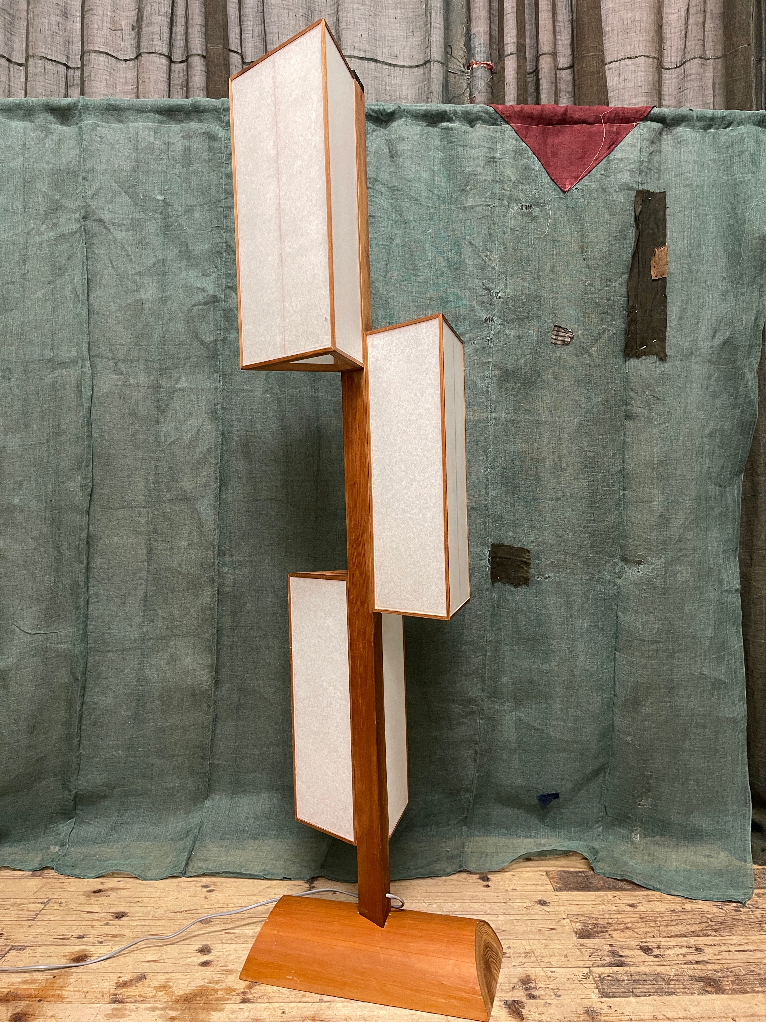 Vintage Japanese Floor Lamp| Paper & Wood