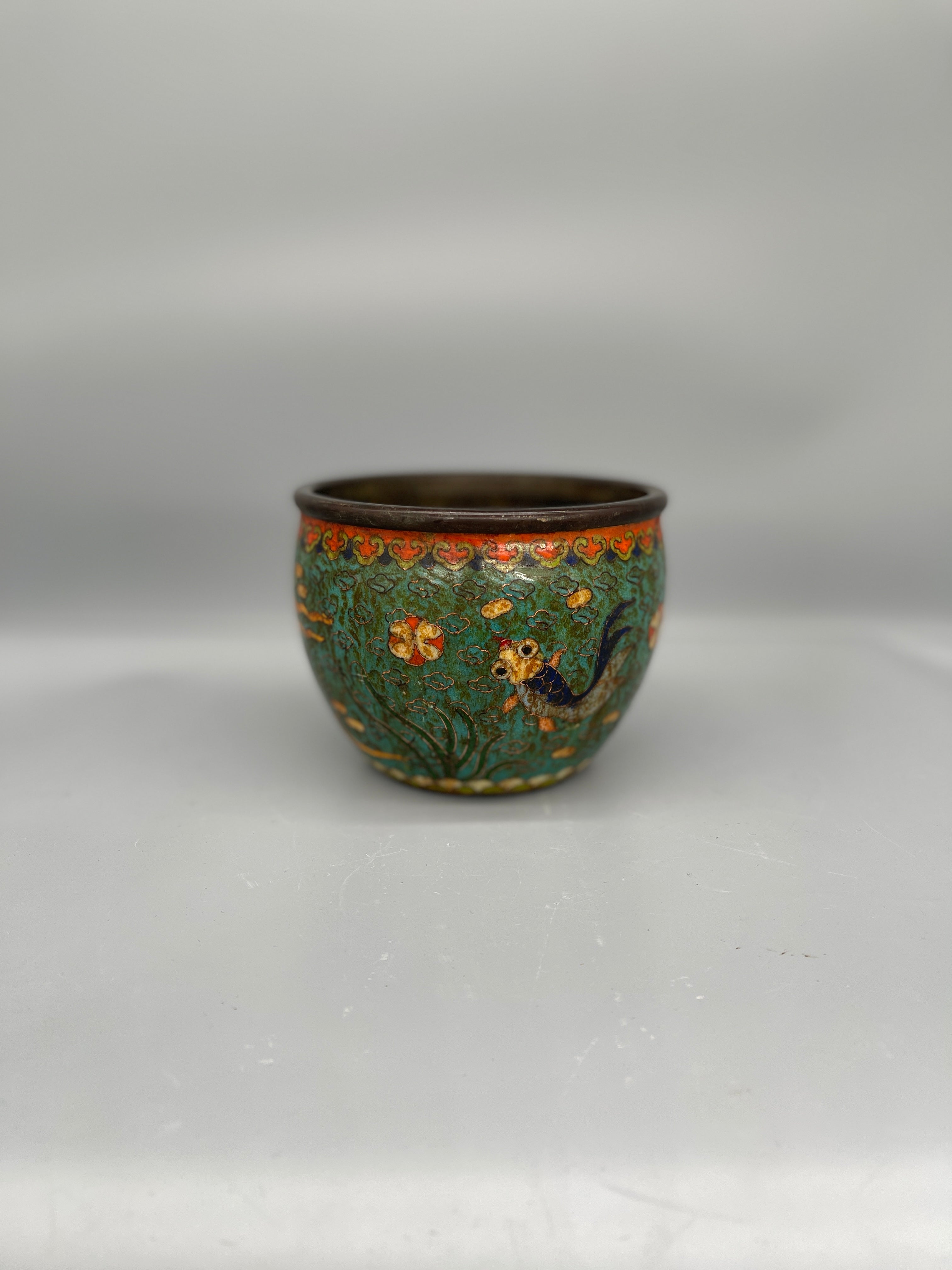 Vintage Chinese Cloisonne Bronze Bowl