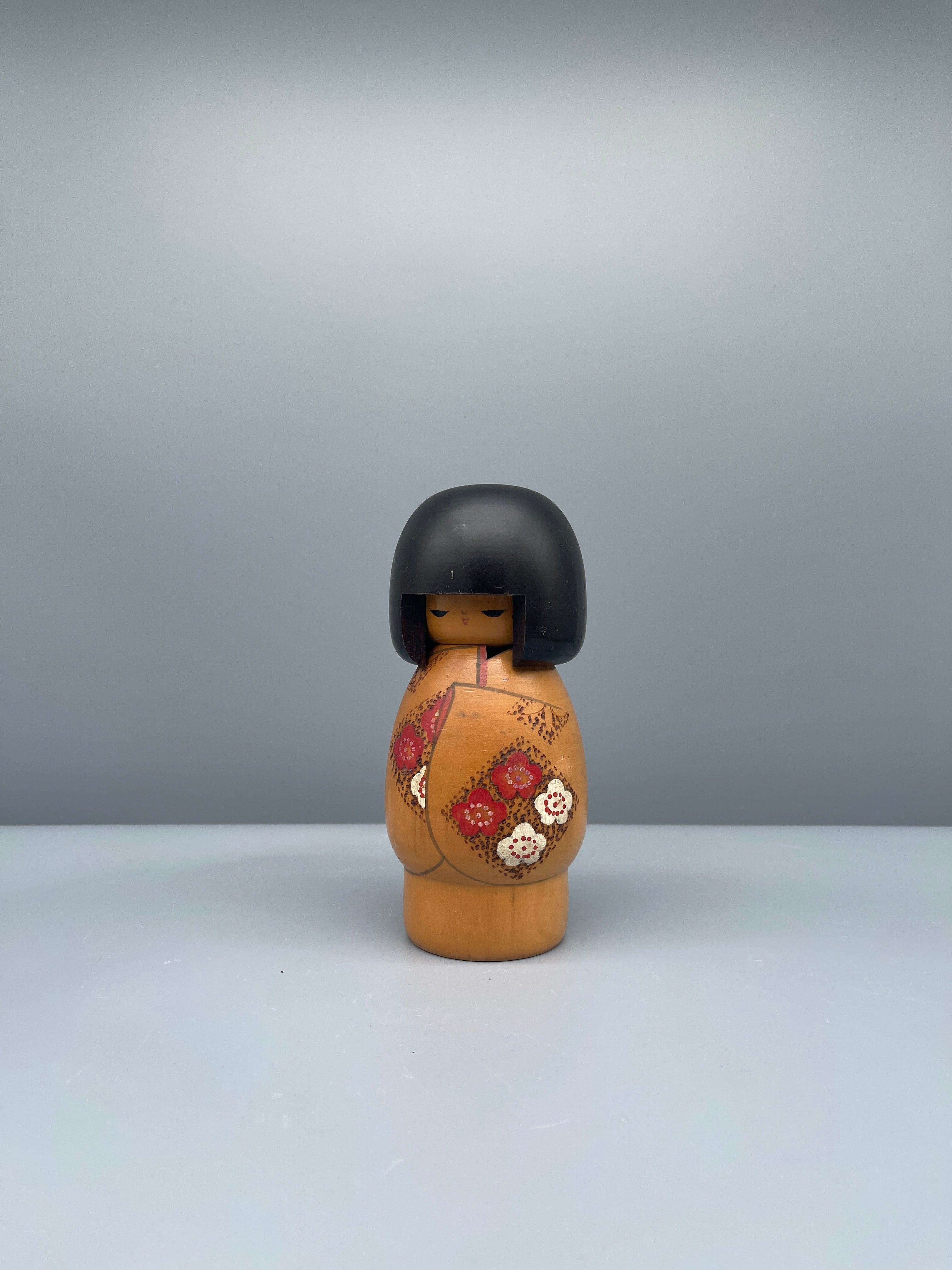 Vintage Japanese Sosaku Kokeshi Doll - Blossom Kimono | c.1960