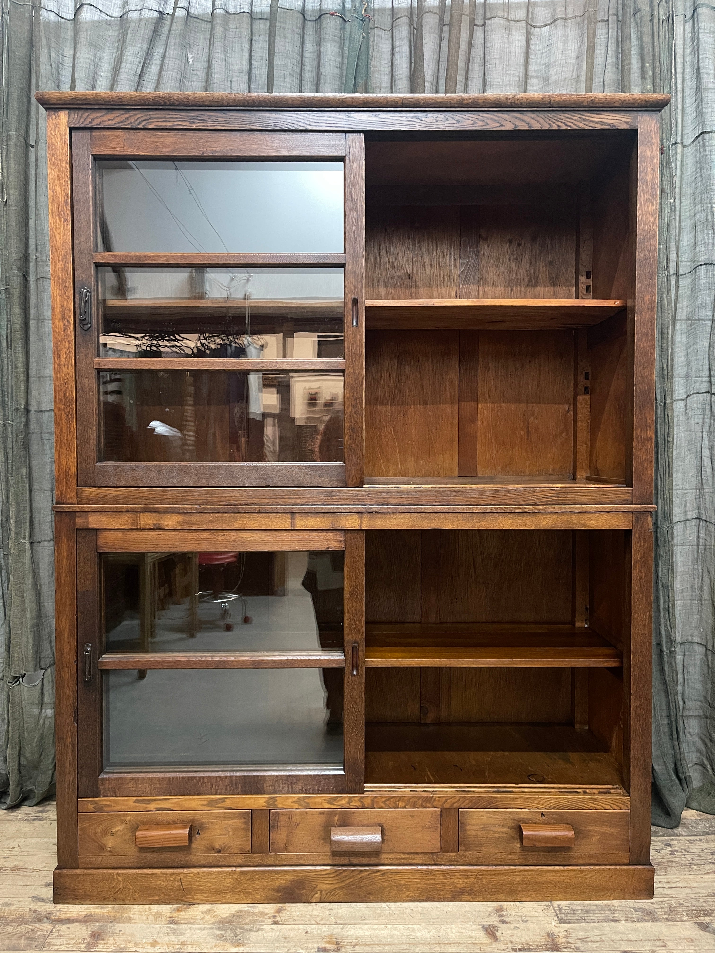 Japanese Library Cabinet - Oak | Taisho